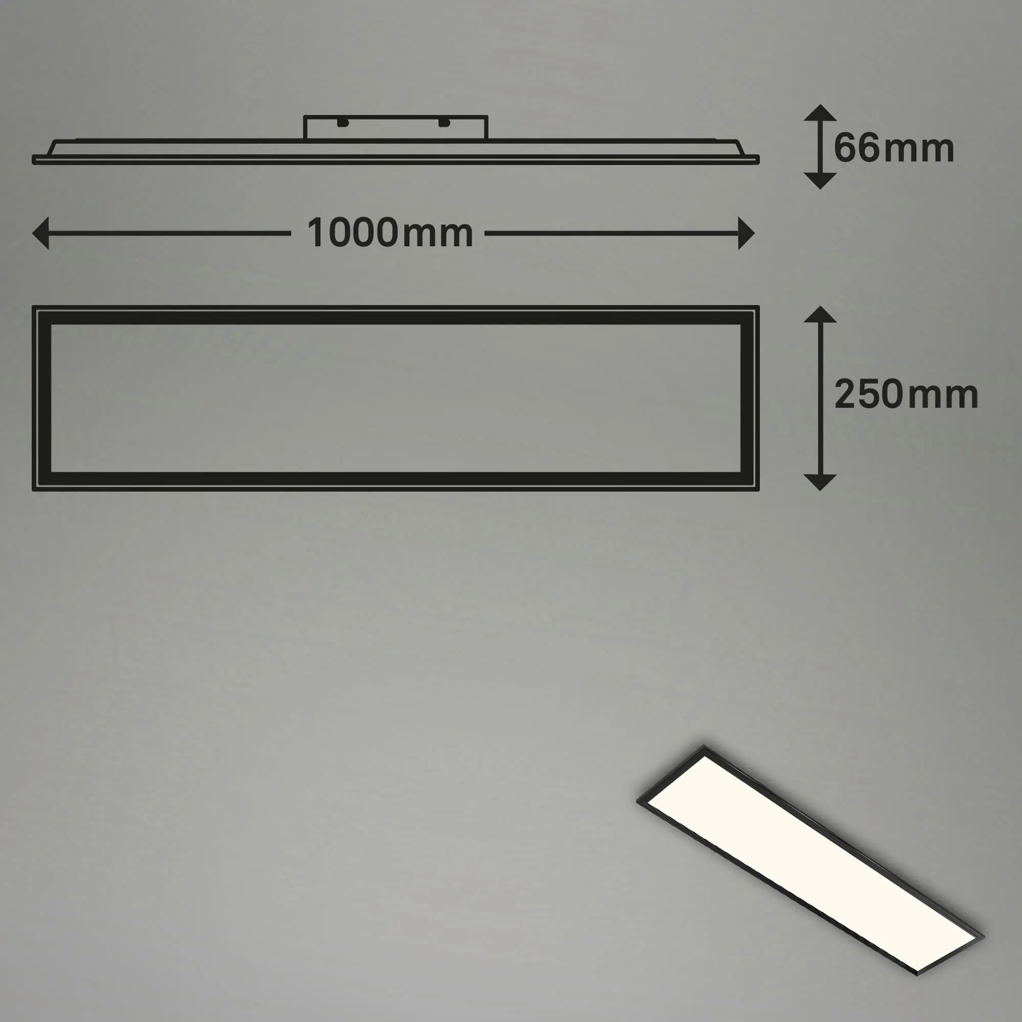 Briloner LED-Panelleuchte ultraflach 100 x 25 cm schwarz CCT dimmbar
