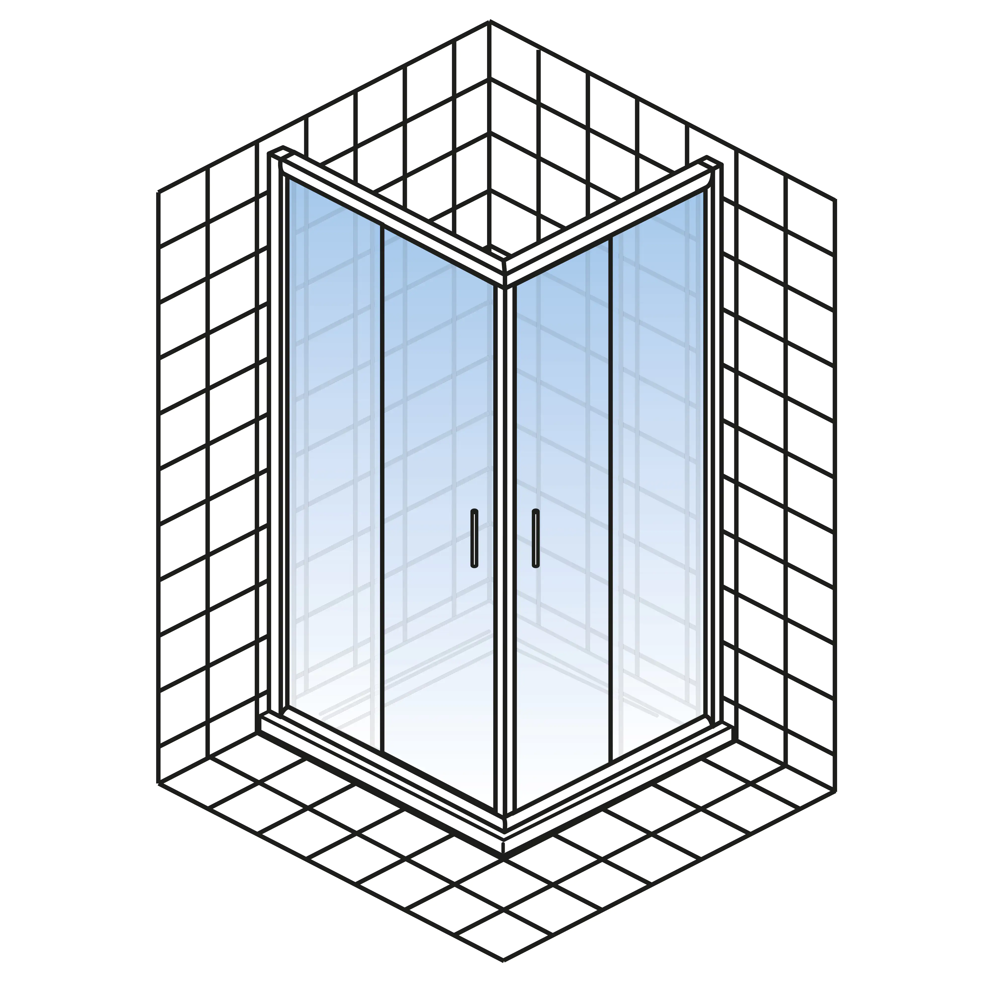 Schulte Eckeinstieg Duschwanne 80 x 80 x 185 cm Kristall/Trend