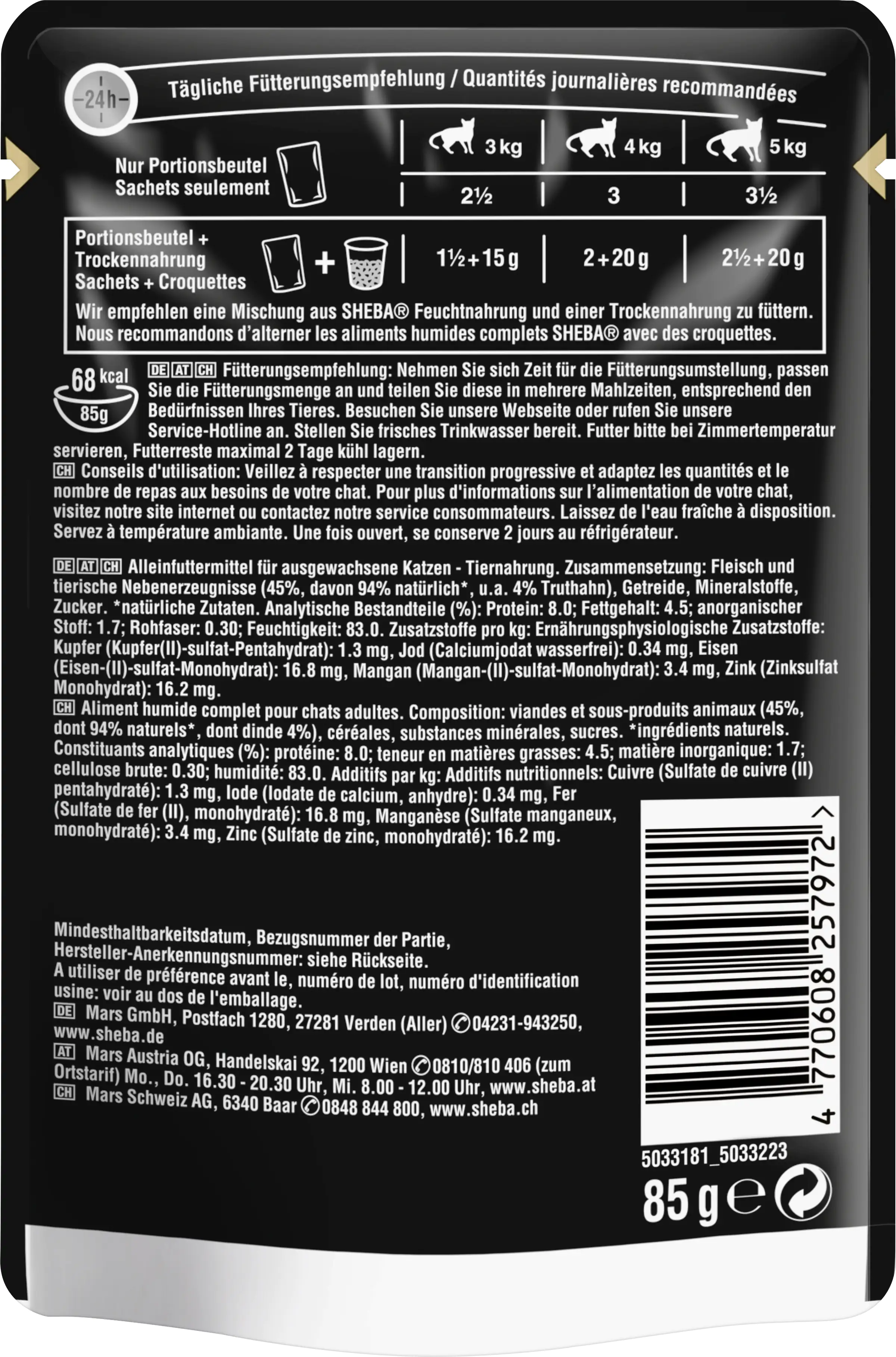 Sheba Portionsbeutel Delikatesse in Sauce mit Truthahn 85 g