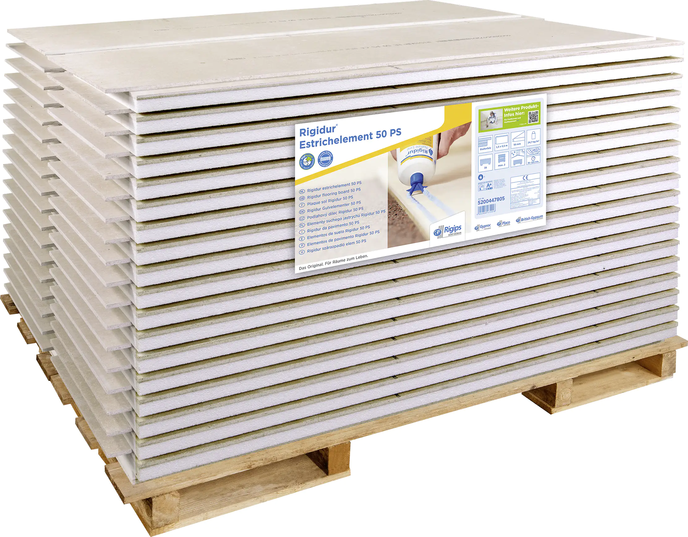 Rigidur Gipsfaser-Estrichelement 150 x 50 cm 50 mm mit Polystyrol-Kaschierung