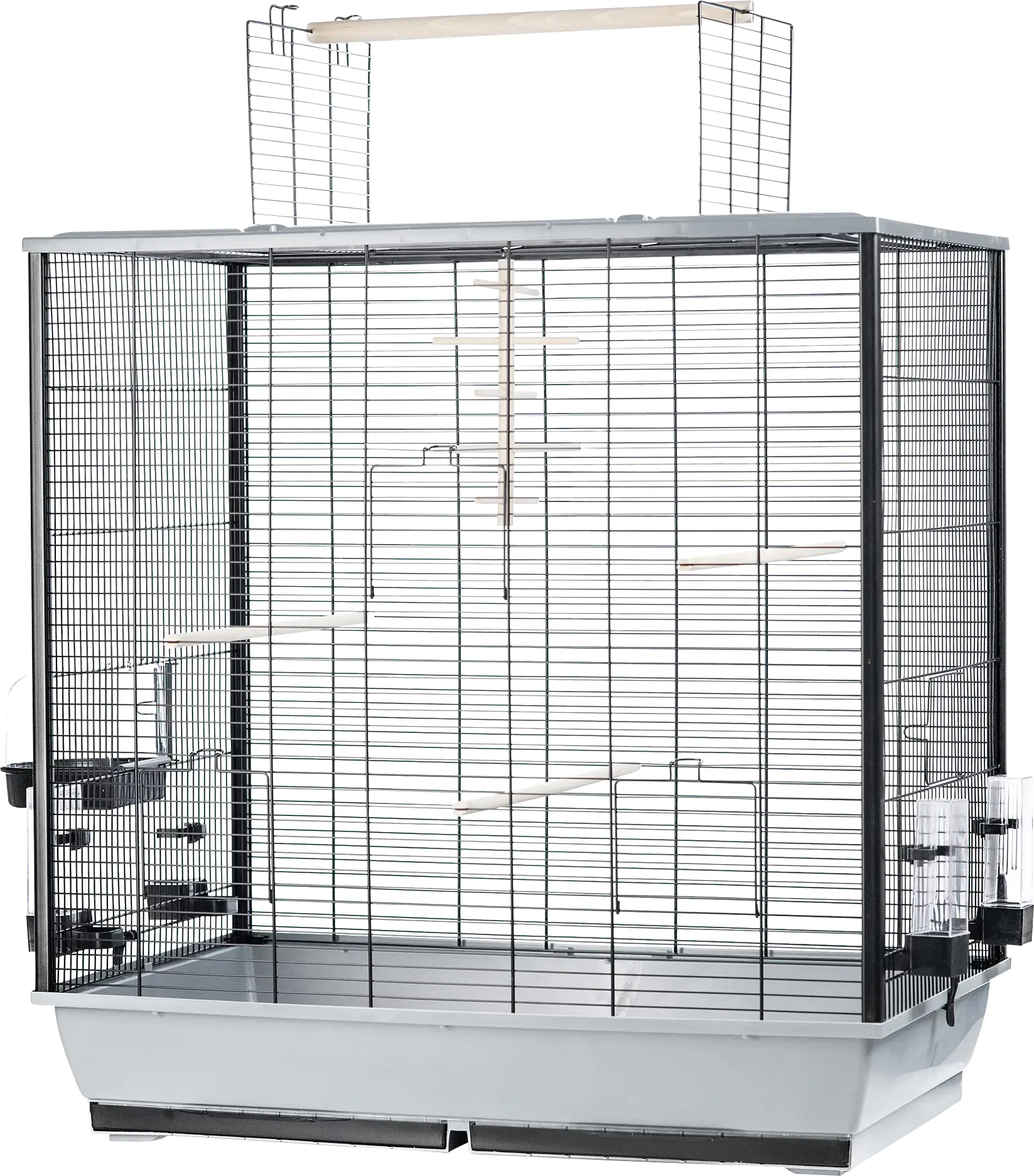 Ollesch Vogelheim Fiona Deluxe schwarz grau 78x47,5x81,5 cm, mit Zubehör