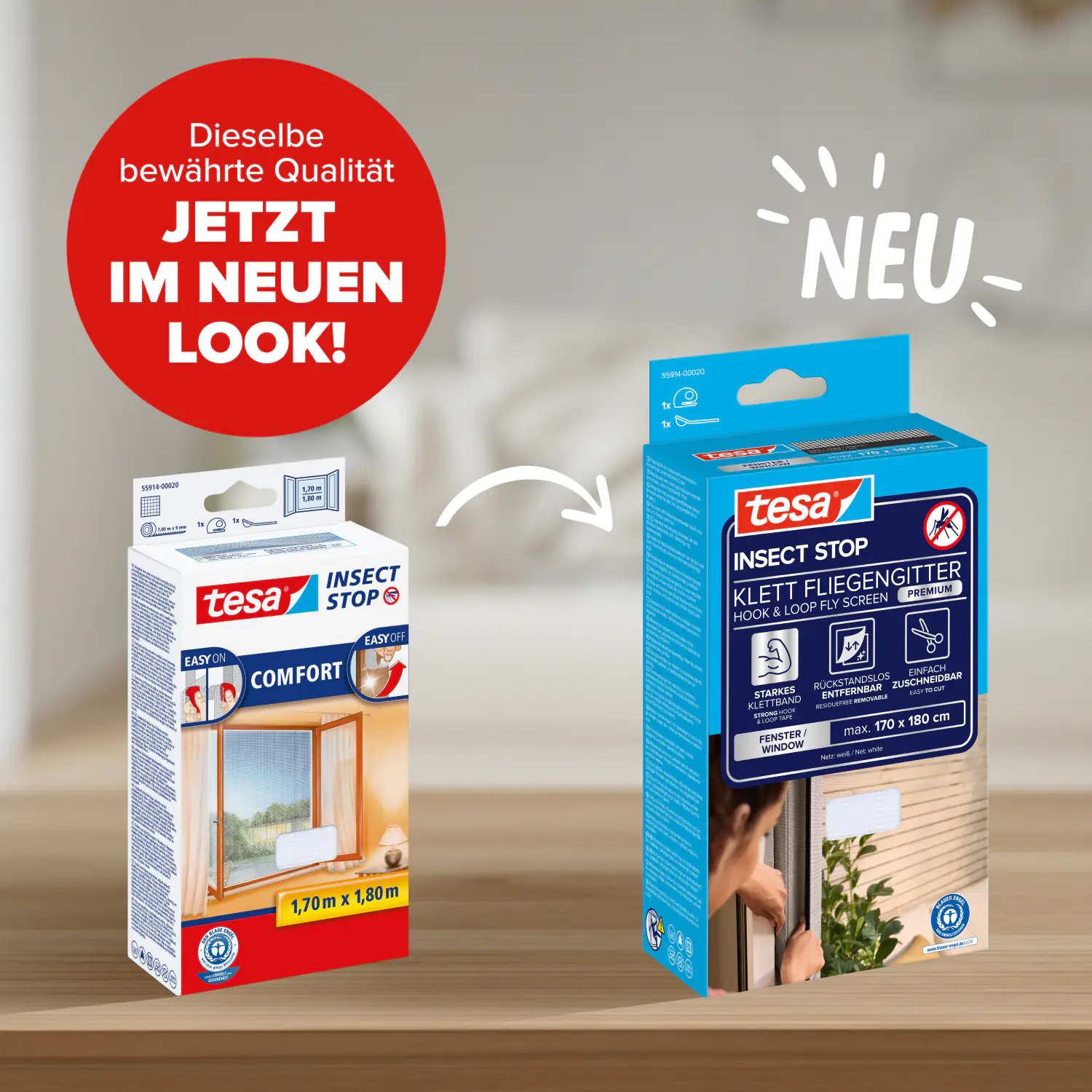 tesa Fliegenschutz-Fenster Comfort 170 x 180 cm weiß kürzbar