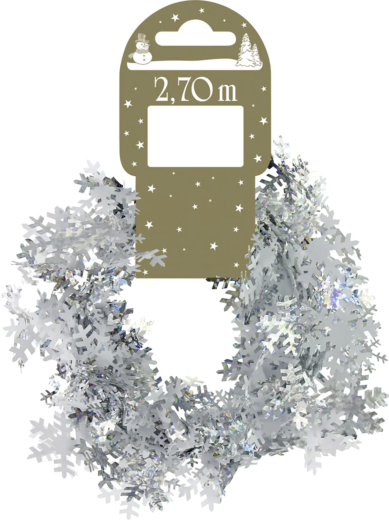 Girlande im Schneeflockenmotiv Kunststoff 270 cm weiß-silber