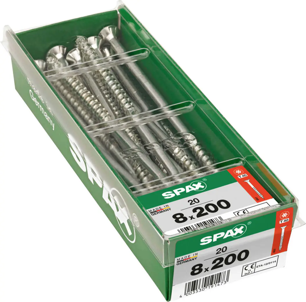 Spax Holzbauschrauben 8 x 200 mm T40 Teilgewinde - 20 Stk. 