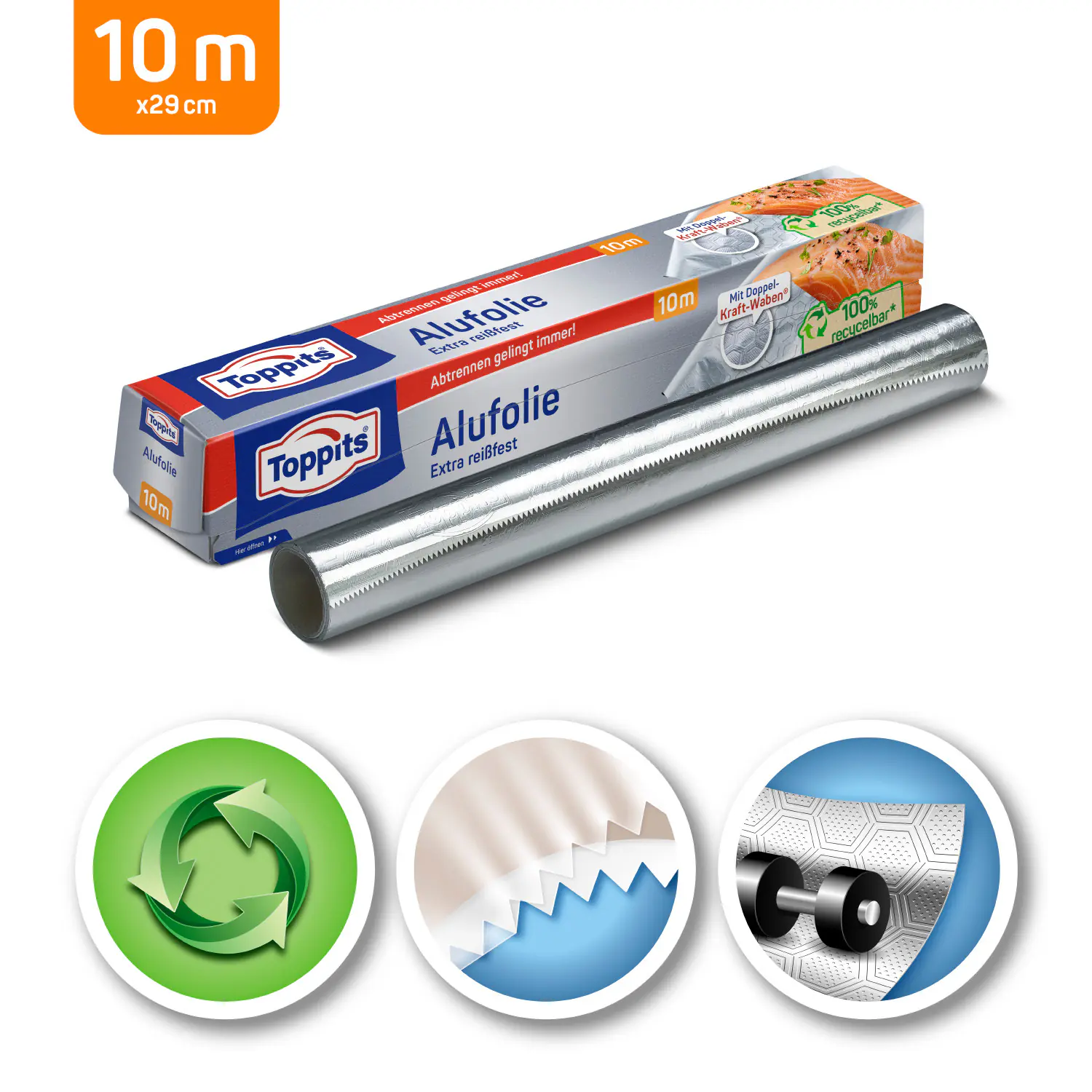 Toppits Alufolie Kraft 10 m, 29,5 cm Breit