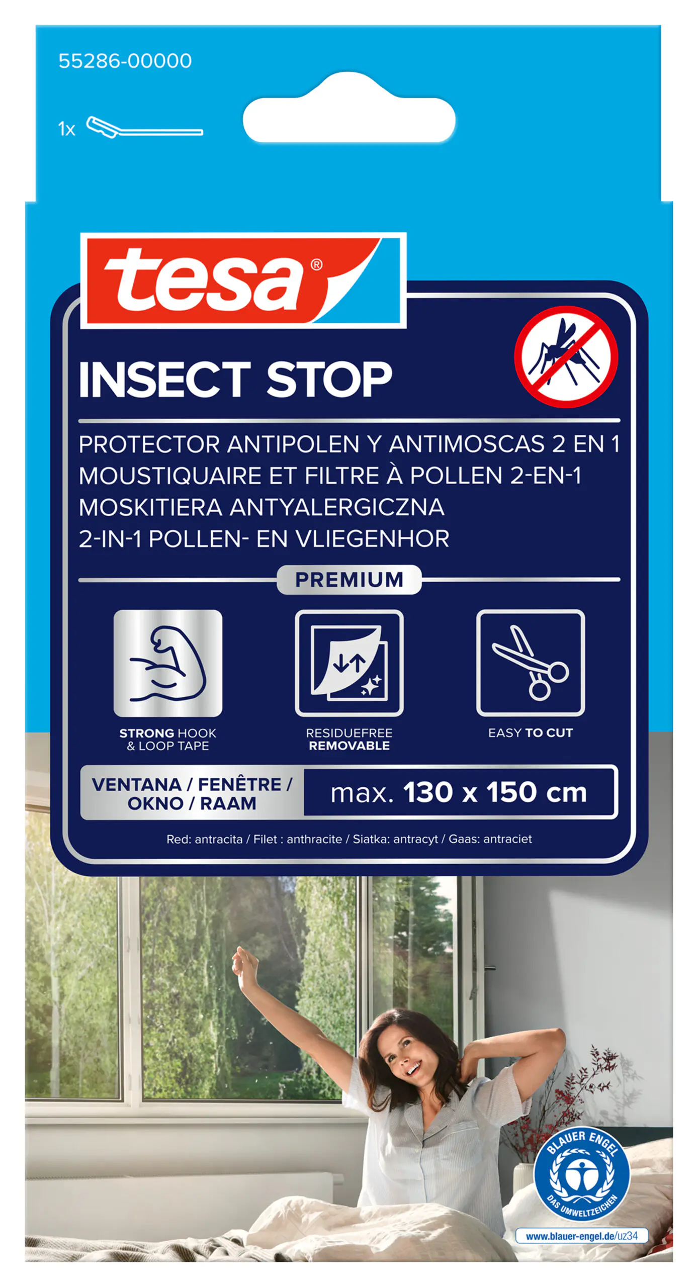 tesa Pollenschutzgitter 130 x 150 cm weiß