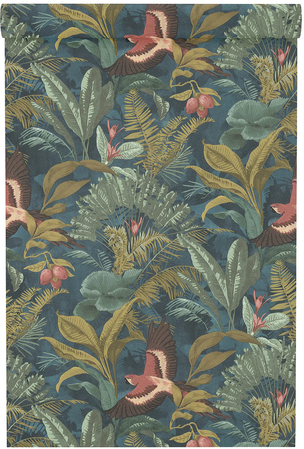 Rasch Vliestapete Muster Dschungel blau grün 10,05 x 0,53 m