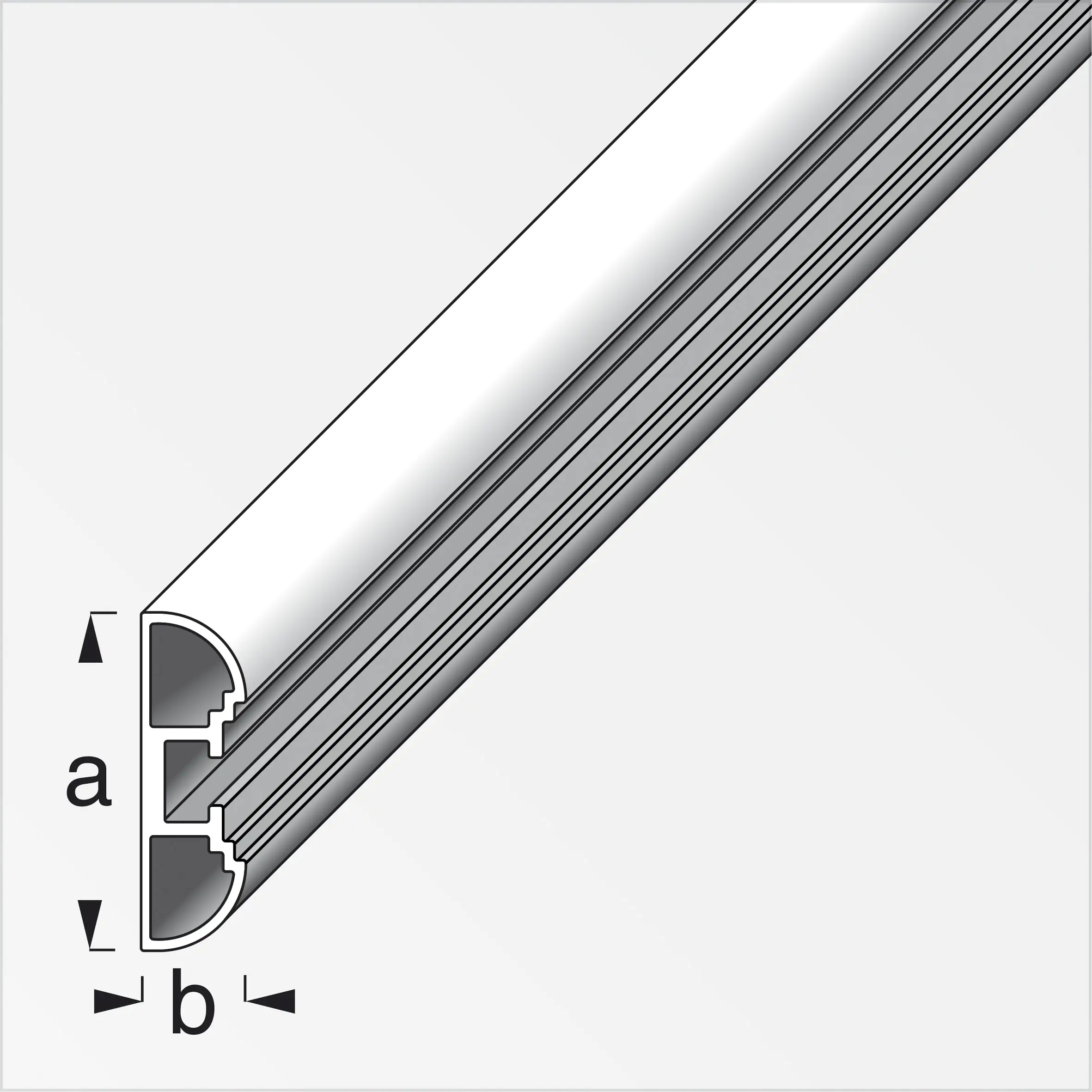 coaxis®-Profil, schmal 0.5 m, 35.5 x 11 mm Aluminium eloxiert silber