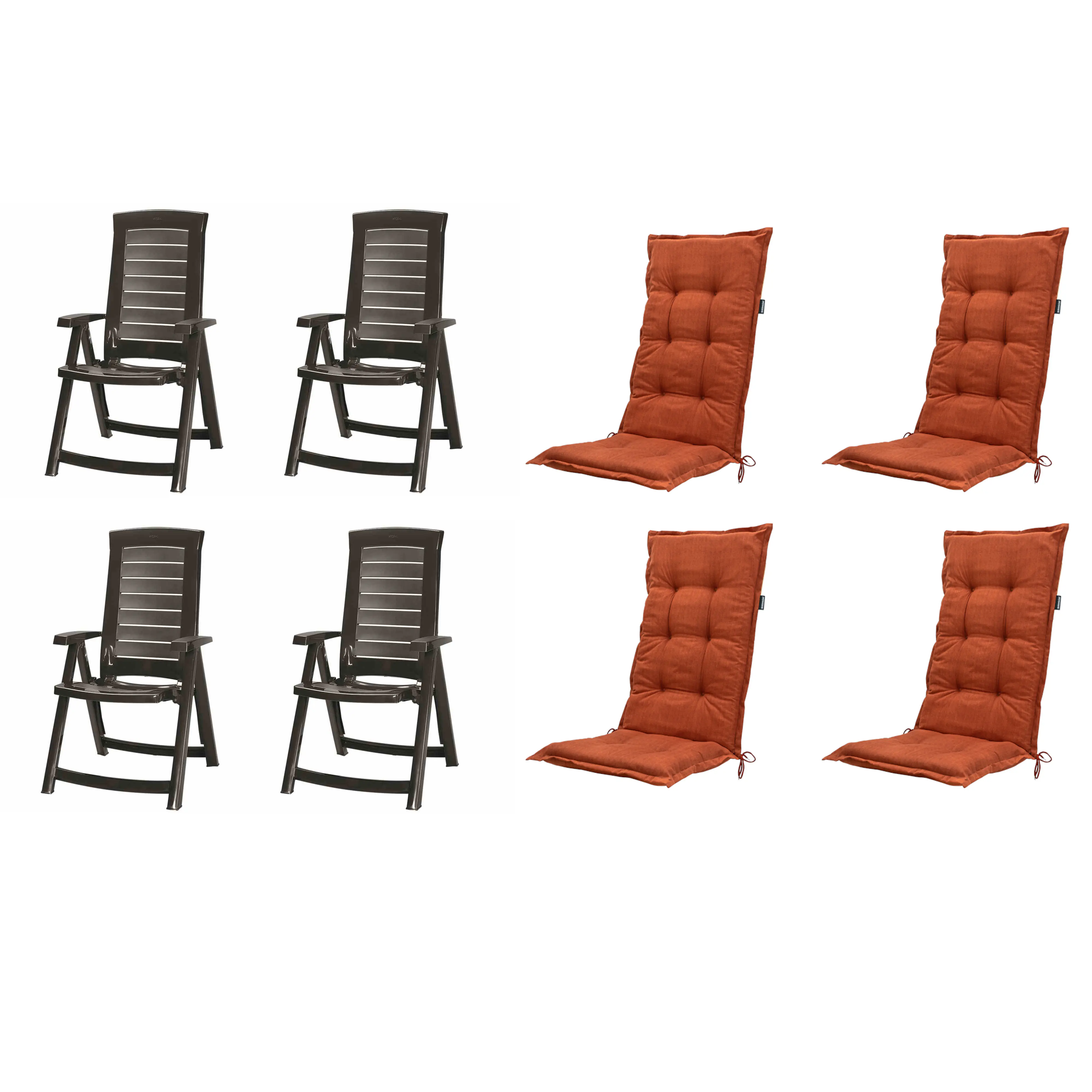 Jardin Gartenstuhl-Set Aruba mit Auflagen graphit/terrakotta 8-tlg.