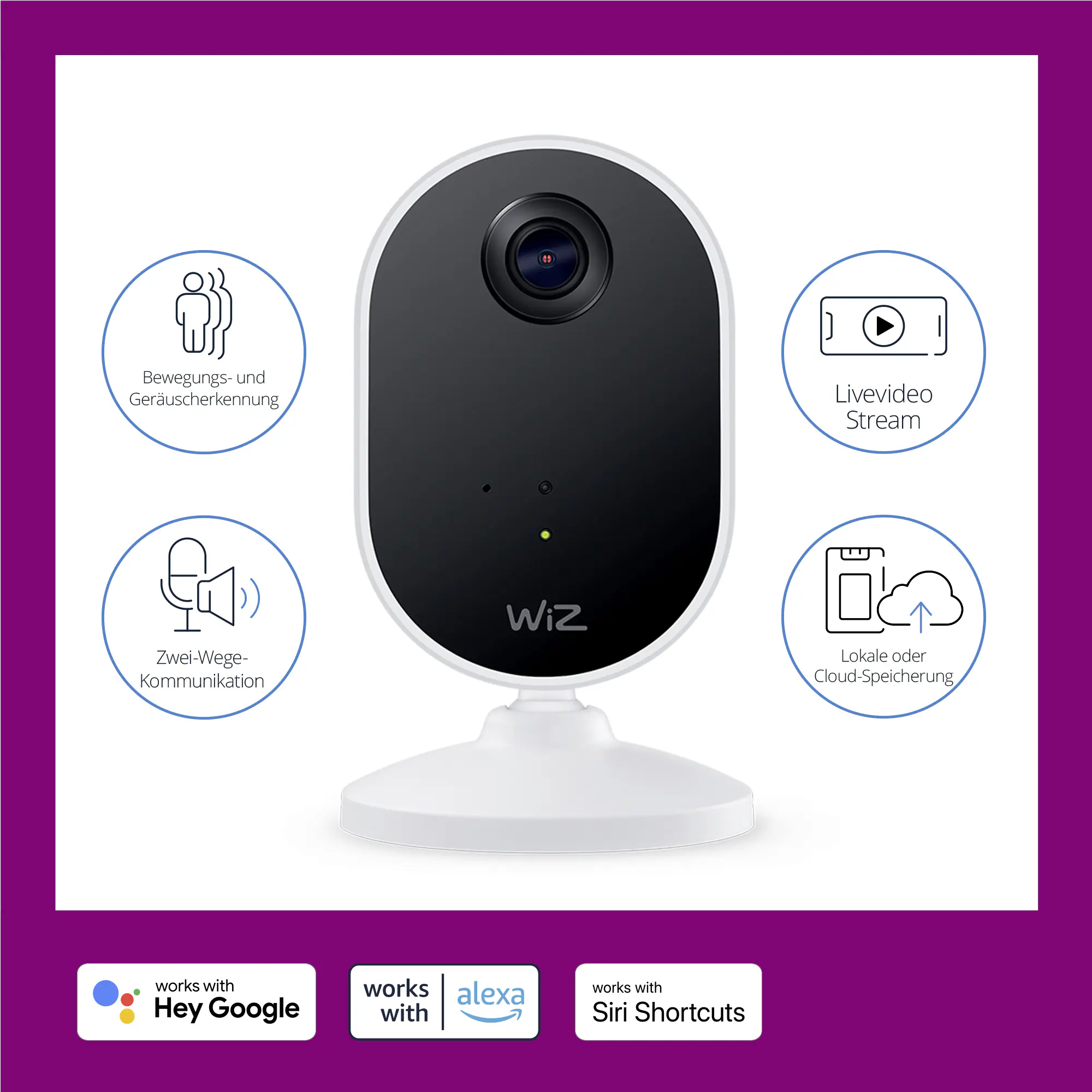 WiZ Sichheits-Kamera Starterset mit LED-Leuchtmittek für Innen Wifi 1080 P WiZ Sichheits-Kamera Starterset mit LED-Leuchtmittek für Innen Wifi 1080 P