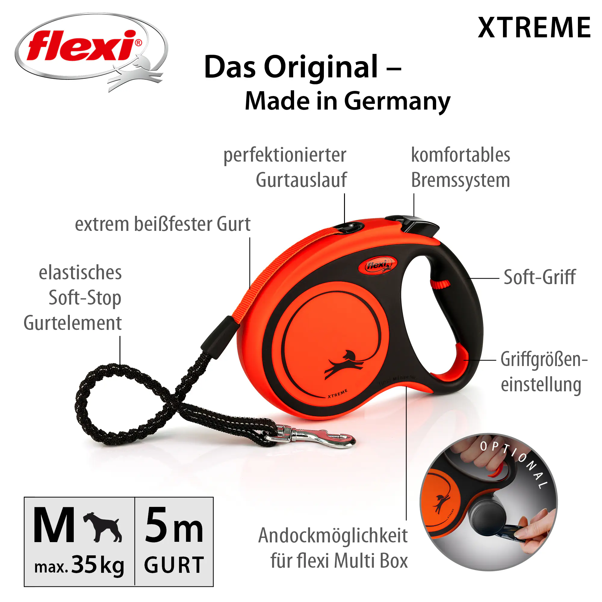 Flexi Hundeleine Xtrem schwarz/orange Gurt 5 m Flexi Hundeleine Xtrem schwarz/orange Gurt 5 m