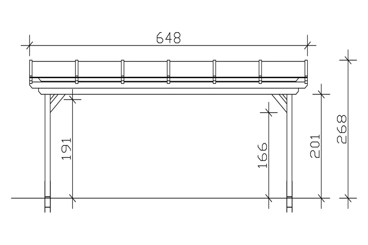 SKAN HOLZ Terrassenüberdachung Sanremo 648 x 250 cm lasiert in Schiefergrau