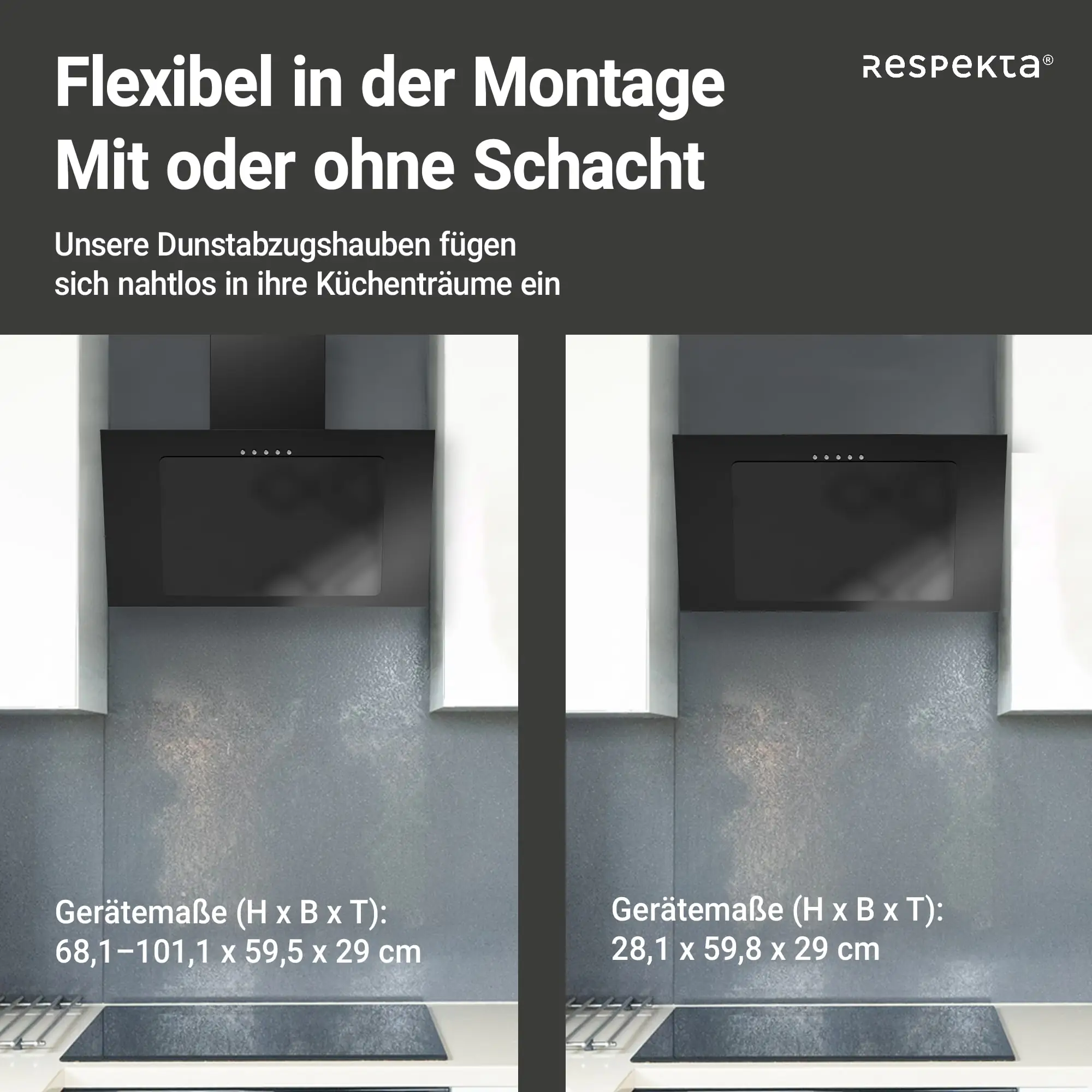 respekta kopffreie Schräghaube 60 cm schwarz CH33060SB respekta kopffreie Schräghaube 60 cm schwarz CH33060SB