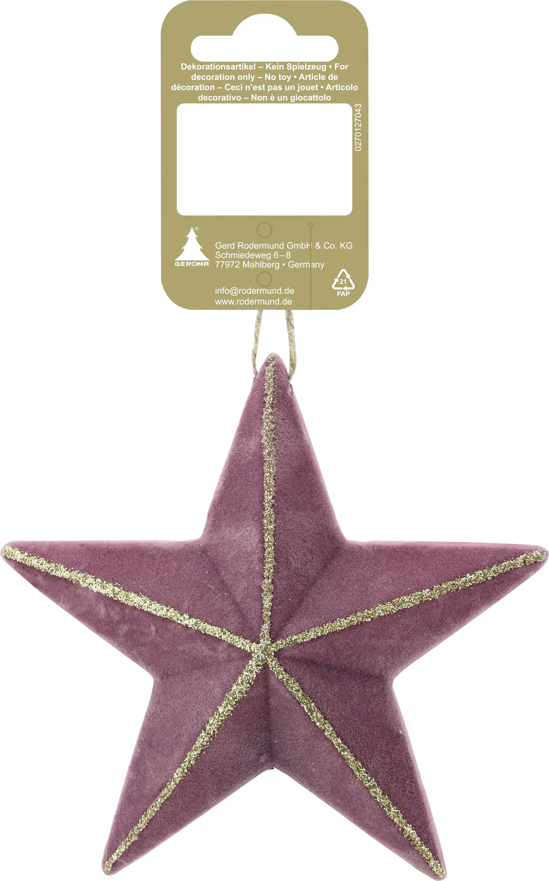 Weihnachtsanhänger Stern aus Holz 11 cm burgundy