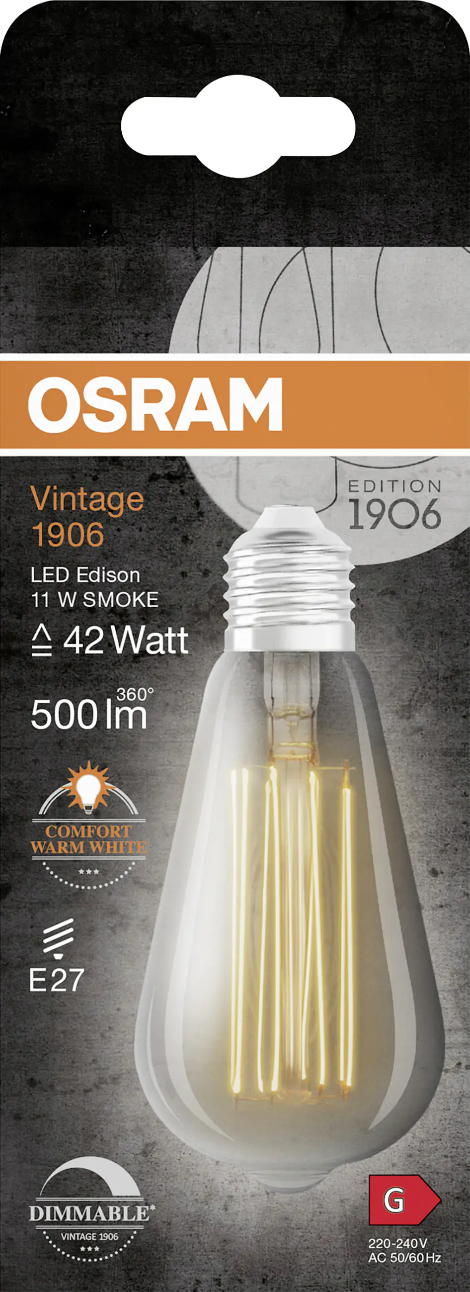 Osram LED Leuchtmittel Edison E27 11 W warmweiß rauch