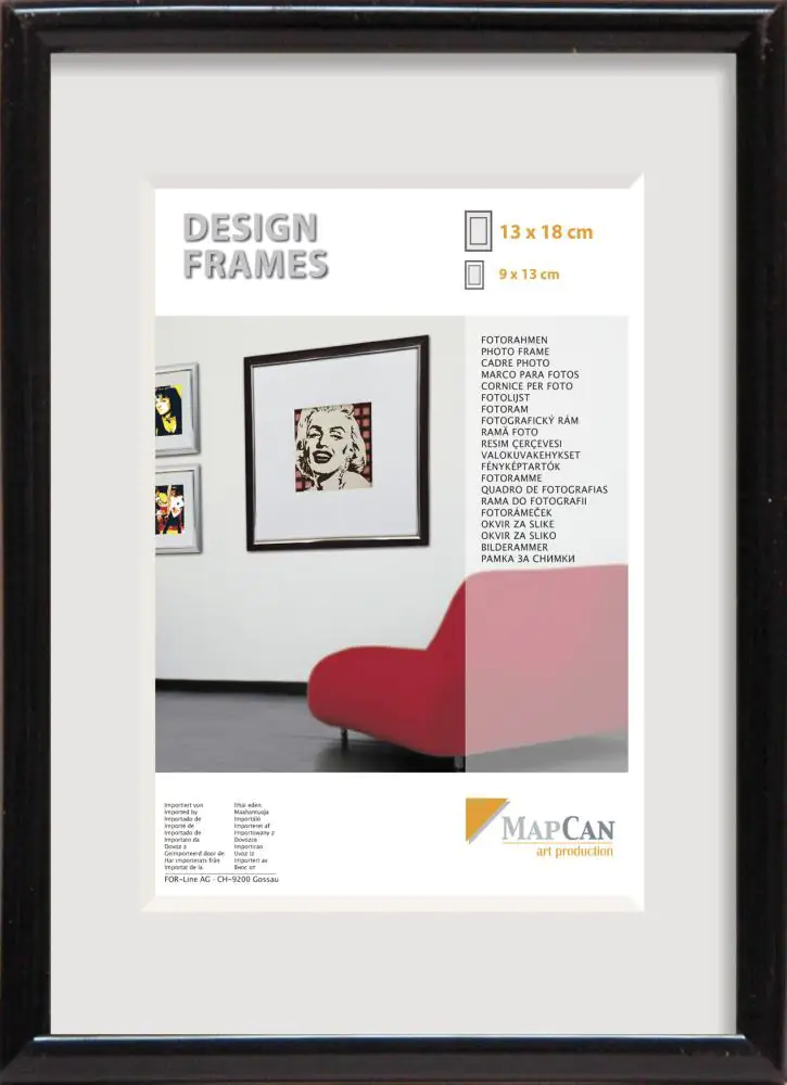 Kunststoff Bilderrahmen Design Frames schwarz, 18 x 24 cm