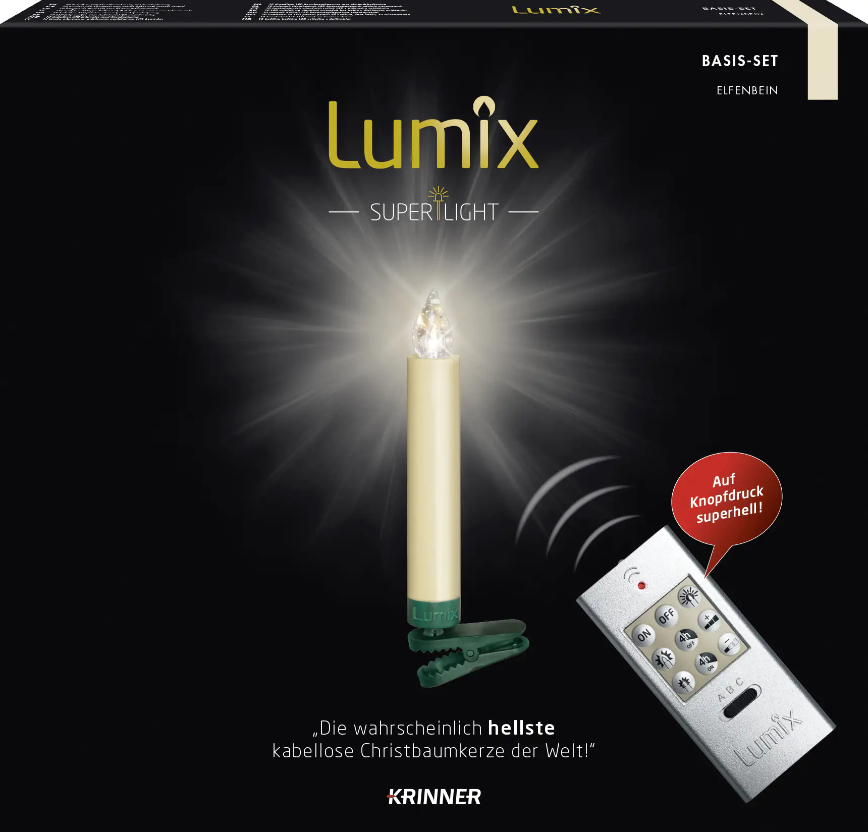 Krinner Lumix Superlight Basisset, 10 LED Kerzen, elfenbein