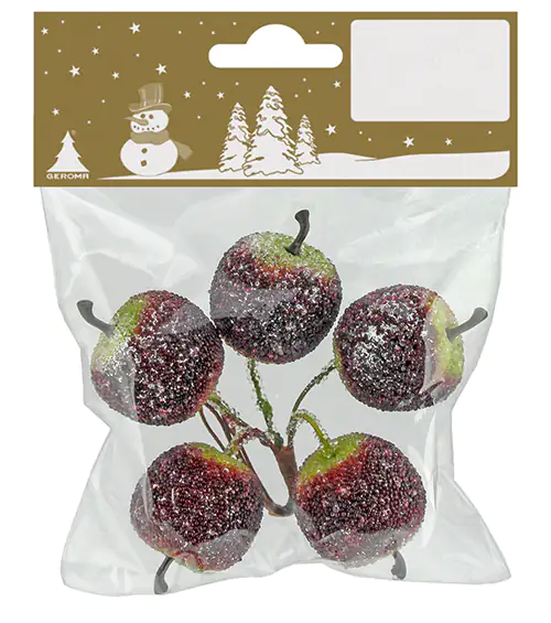 Deko Äpfel rot grün Ø 30 mm an Draht, 5 Stück