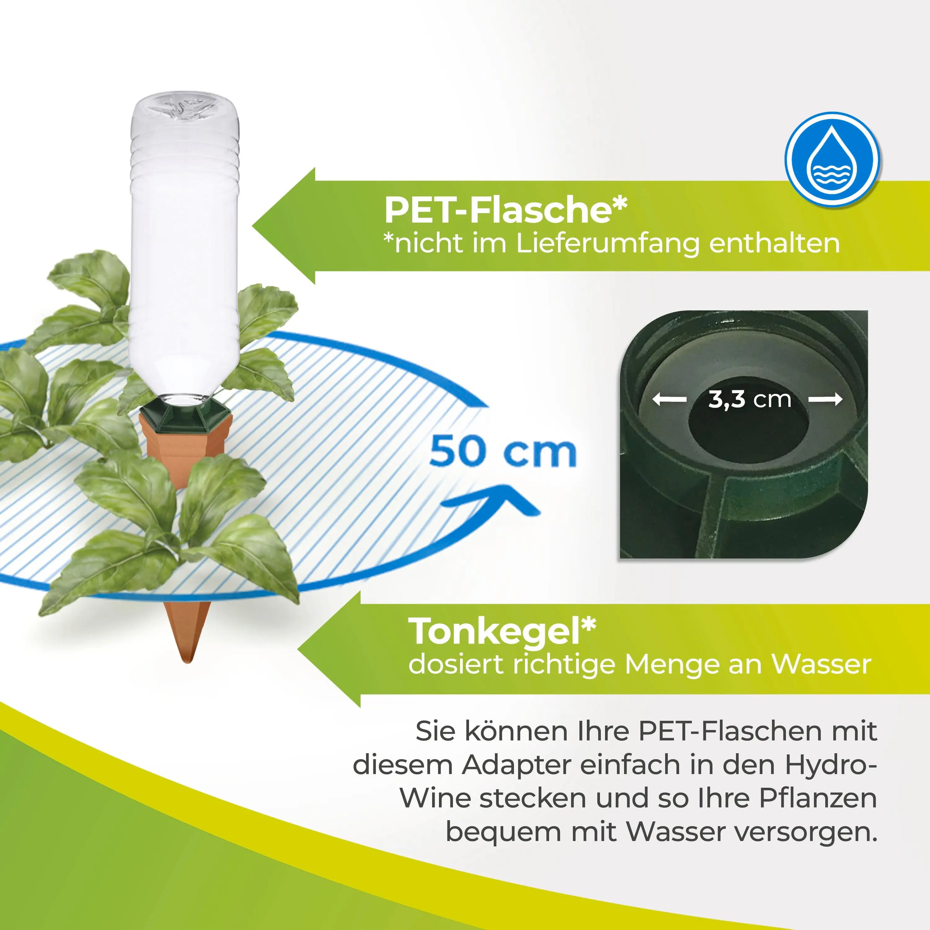 BioGreen Flaschenadapter für Bewässerungskegel Hydro Wine 4 Stück