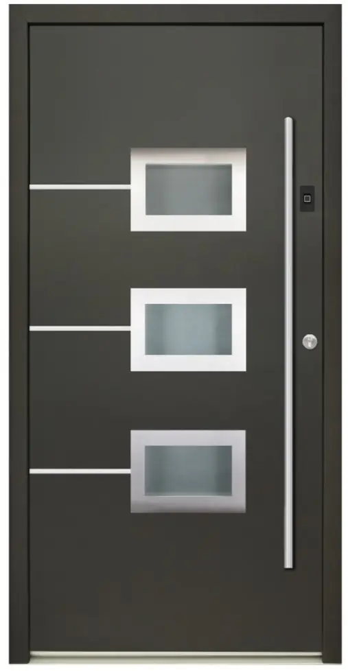 Splendoor Haustür Passivedoor Premium B03 Aluminium/Stahl anthrazit DIN rechts 98 x 208 cm mit Fingerscan