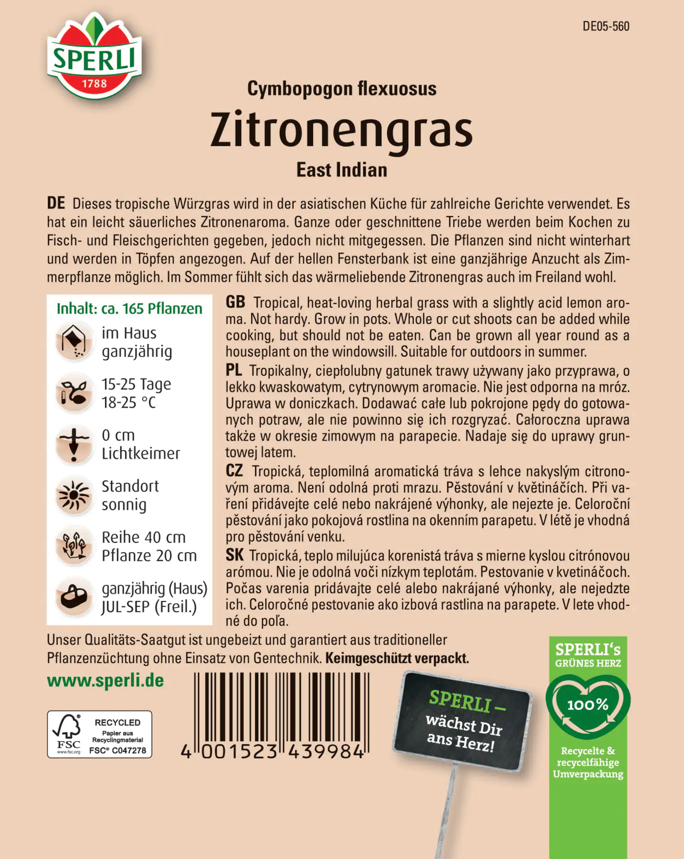 Sperli Zitronengras East Indian Sperli Zitronengras East Indian