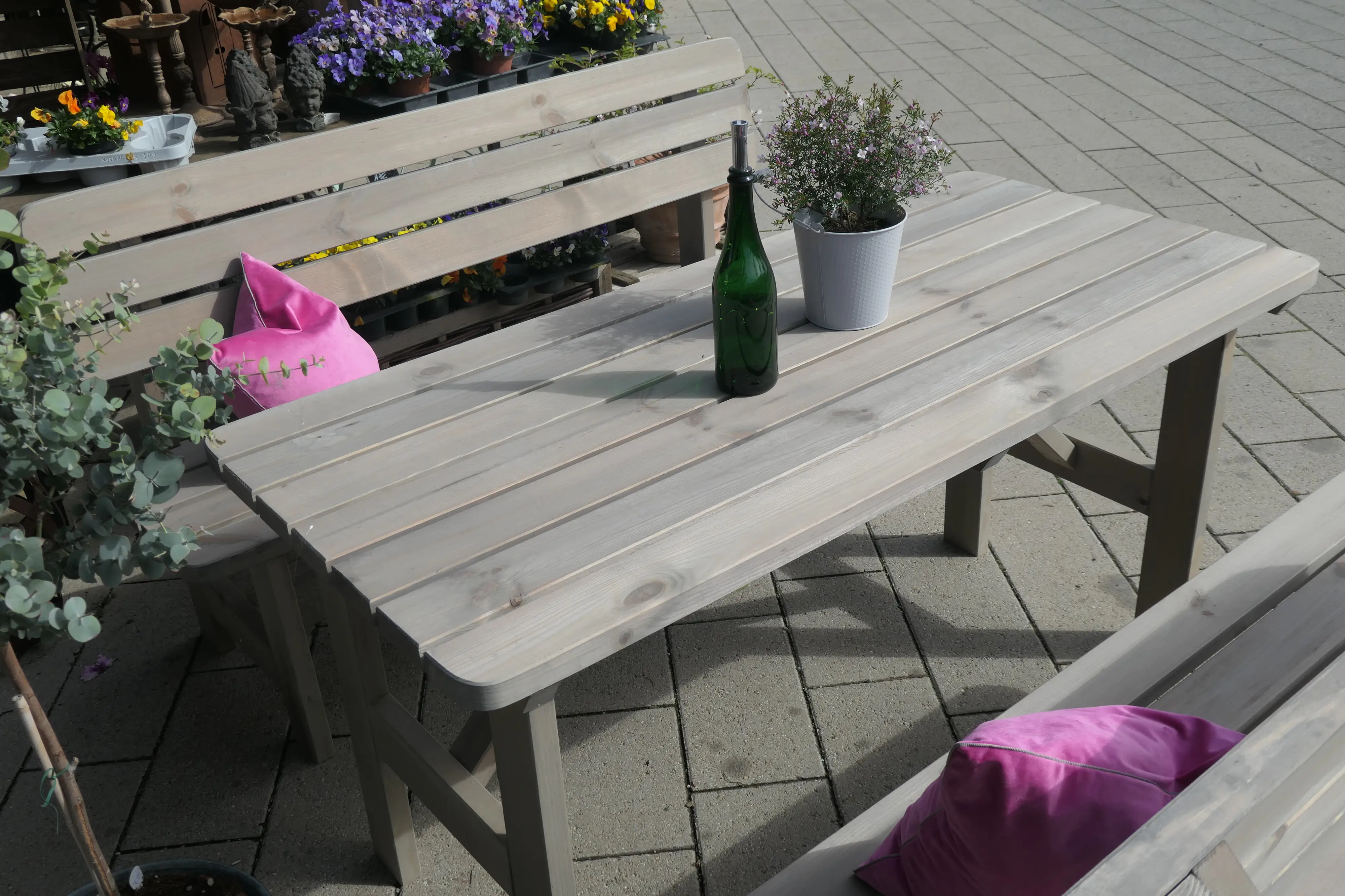 iWerk Massivholzgarnitur Kiefer grau 3-teilig