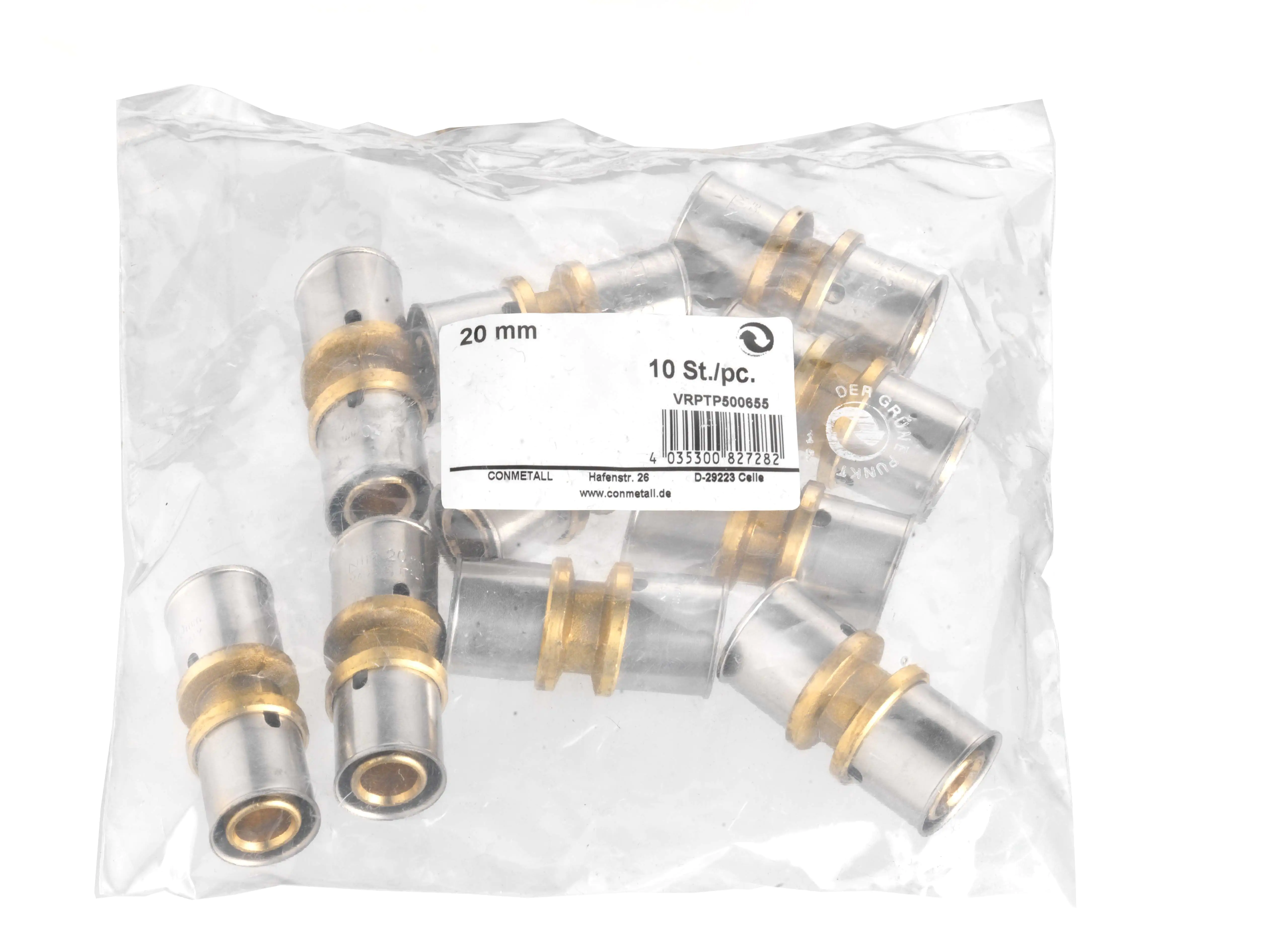 Cornat Press-Kupplung komplett Messing/Edelstahl ø 20 mm 10 Stück