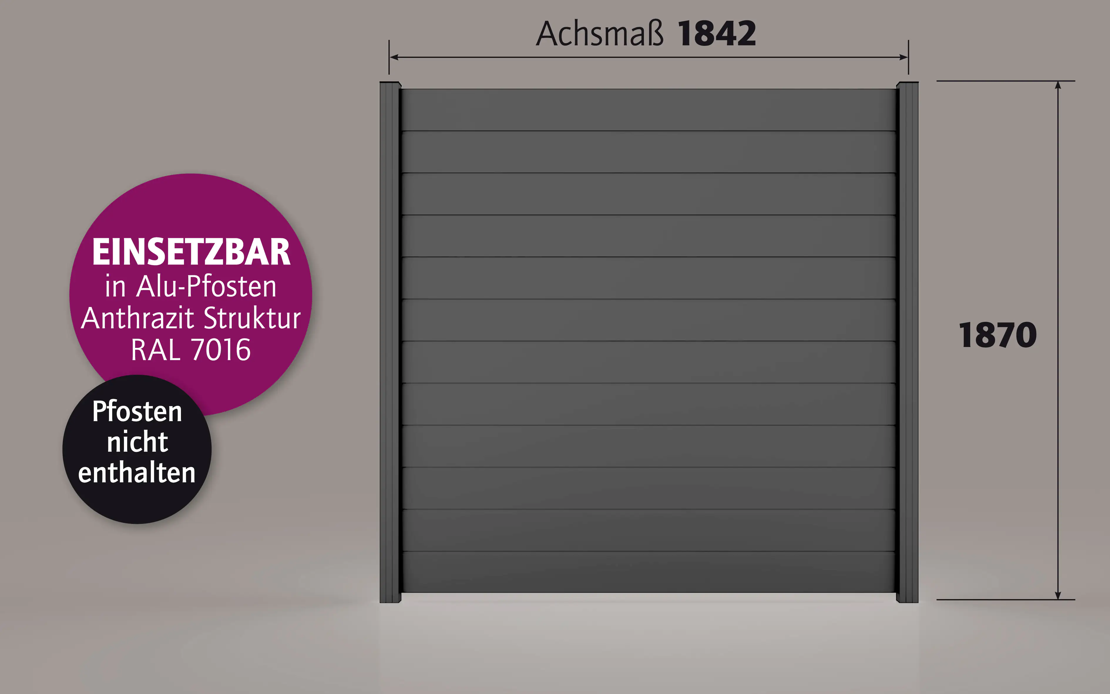 Ambiente Alu-Zaun Paneel 150 B x H: 180 cm x 180 cm, 22 mm stark Ambiente Alu-Zaun Paneel 150 B x H: 180 cm x 180 cm, 22 mm stark