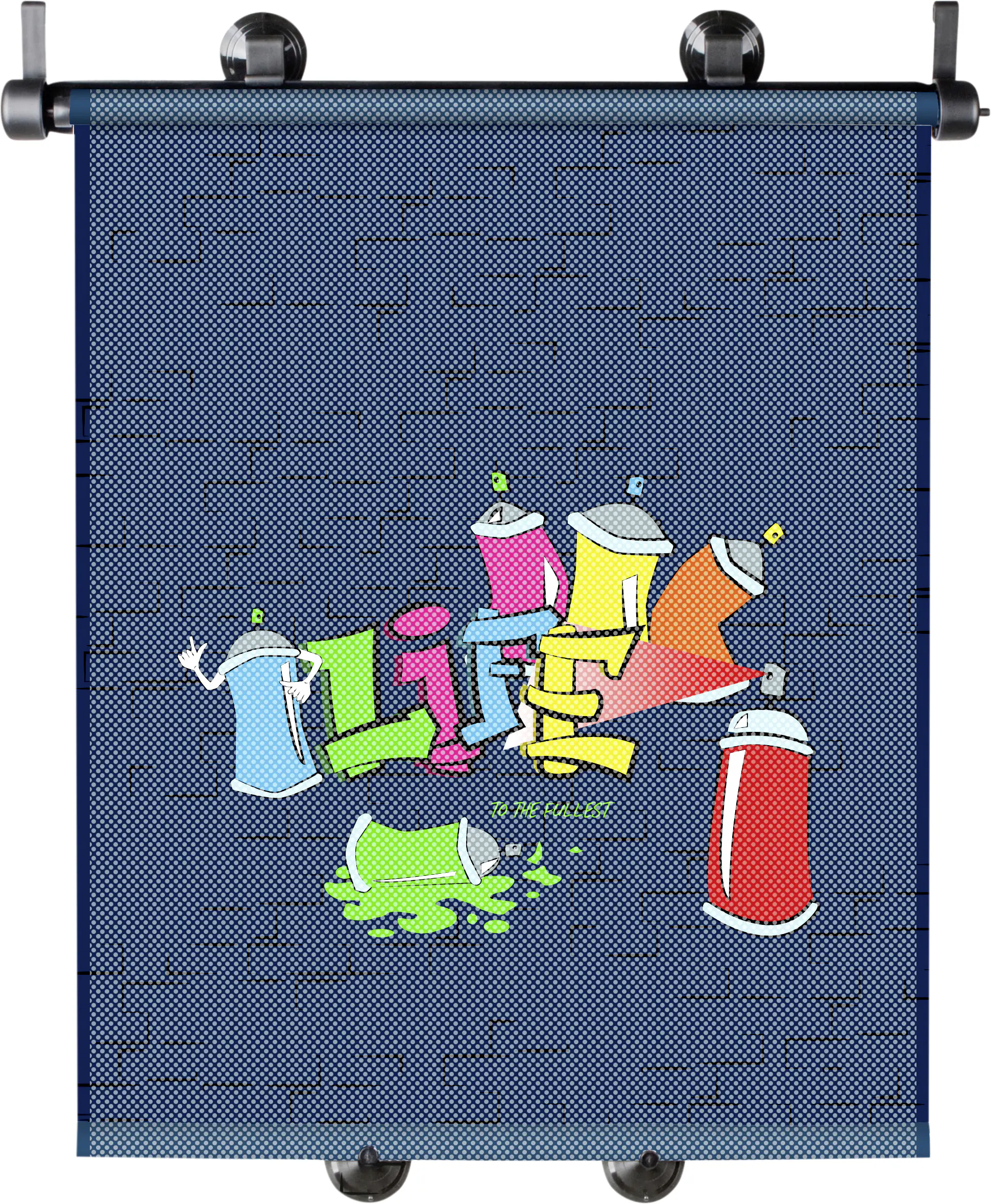 Walser Sonnenrollo Set Graffiti blau 2-teilig