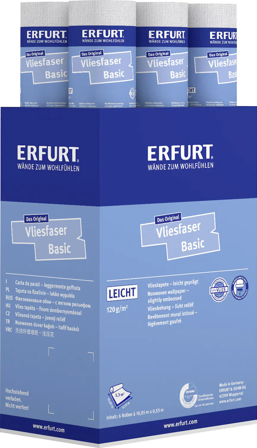 Erfurt Vliestapete Basic 101 weiß 10,05 x 0,53 m Erfurt Vliestapete Basic 101 weiß 10,05 x 0,53 m