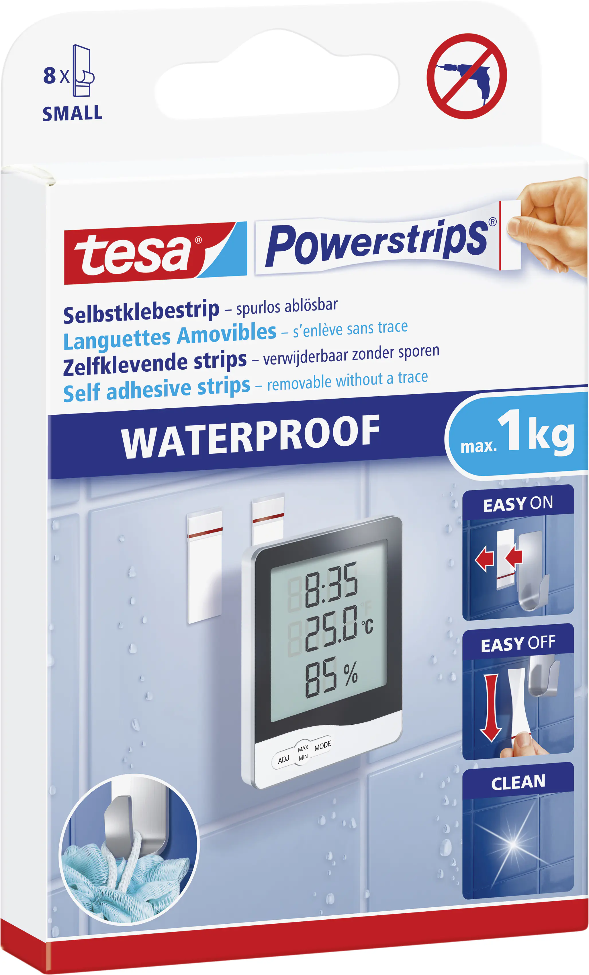 tesa Powerstrips Haken Small Waterproof Kunststoff, weiß