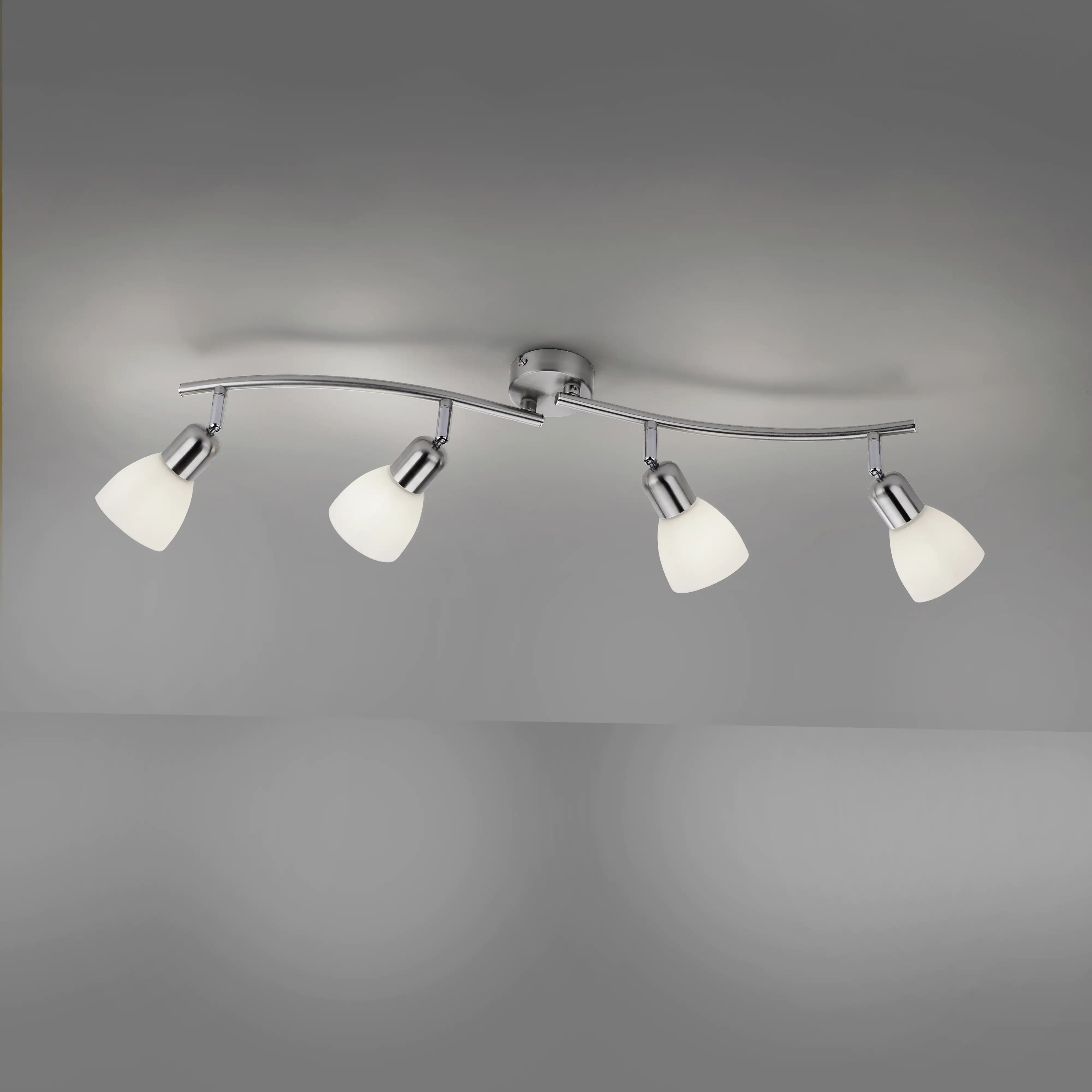 4043689977108_2656117 Leuchten Direkt 4er Spot Karo stahl-weiß 87 x 22 cm E14, max. 40 W