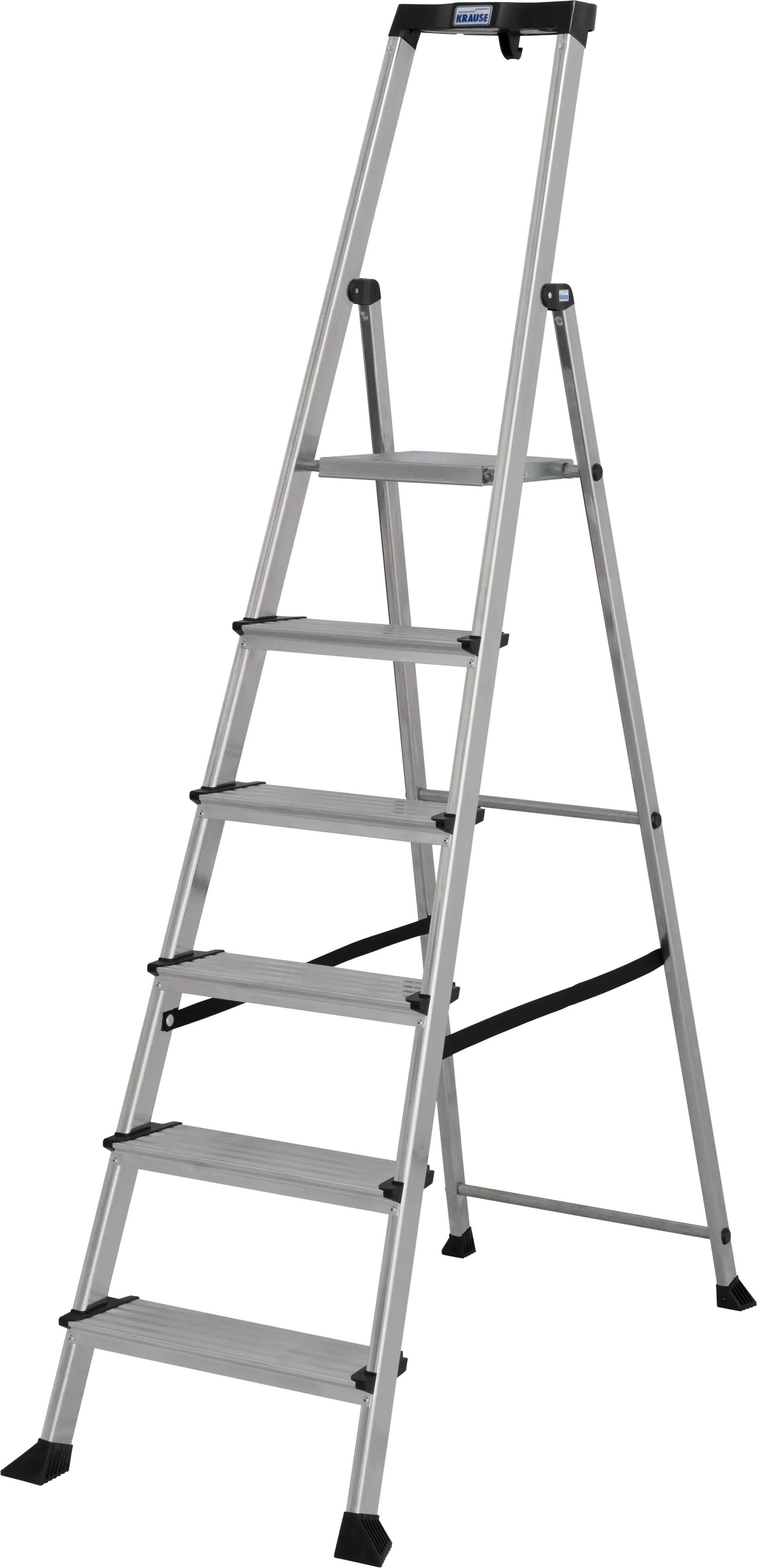 Krause Aluminium Stufen-Stehleiter Sepuro 6 Stufen mit Ablageschale 3,25 m