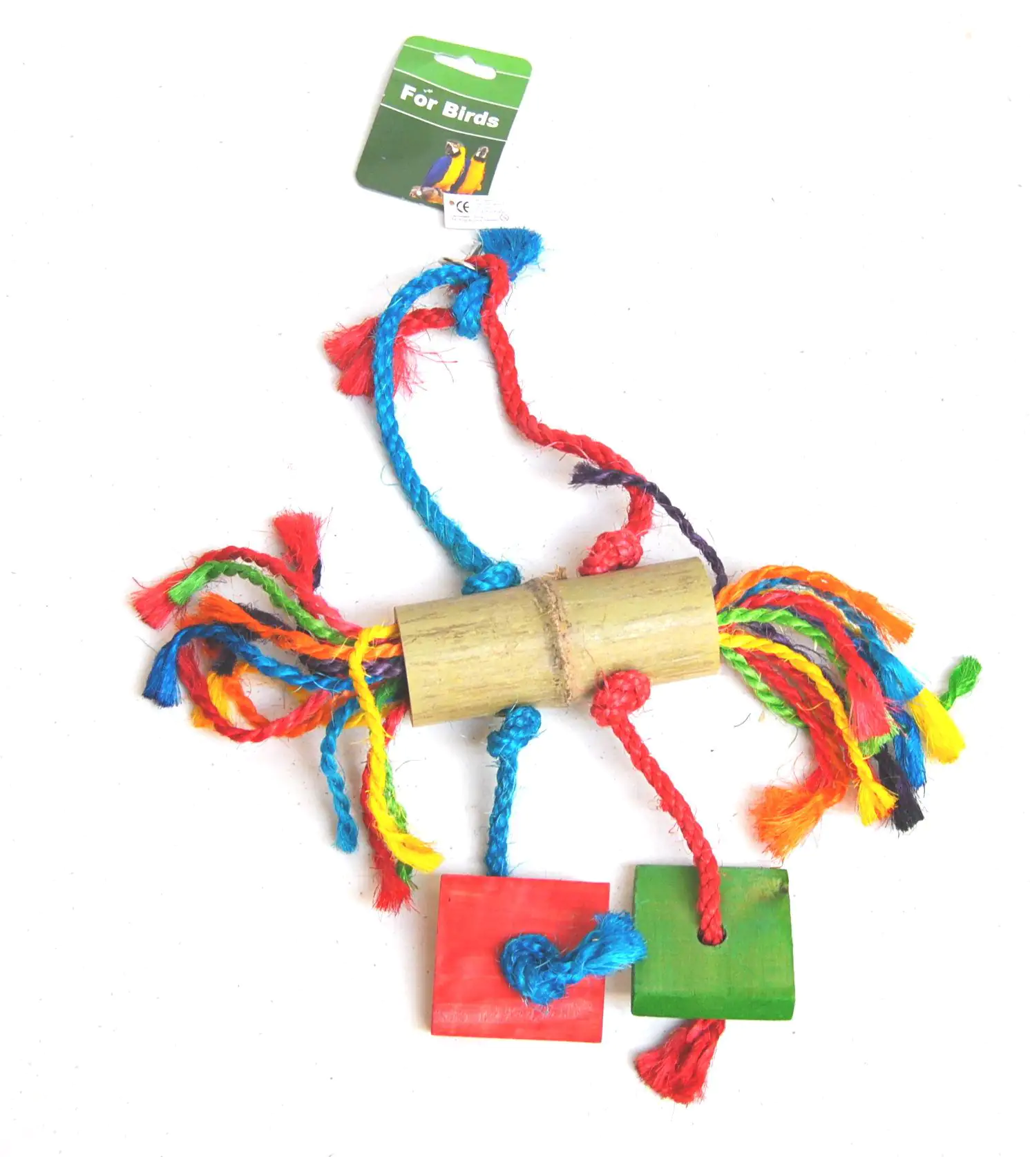 Ollesch Vogelspielzeug 36 cm Holz mit Seilen bunt