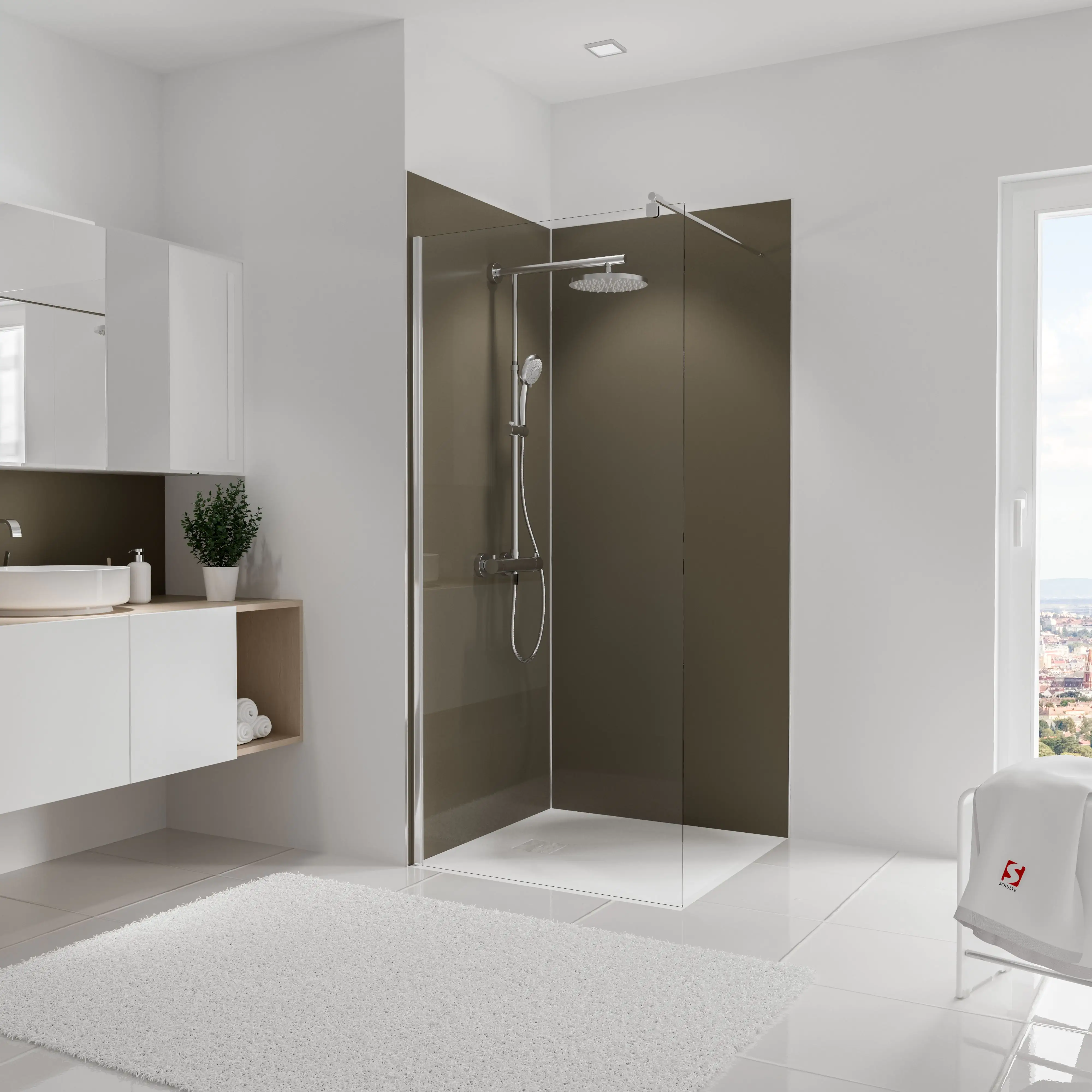 Schulte Dusch-Rückwand Eck taupe je 90 x 210 cm Schulte Dusch-Rückwand Eck taupe je 90 x 210 cm