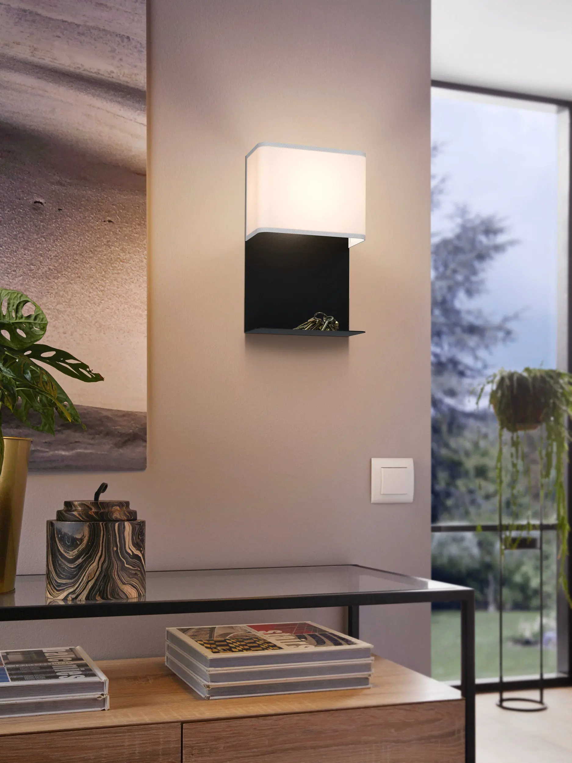 Eglo LED Wandleuchte Galdakao weiß-schwarz 32 x 20 cm warmweiß