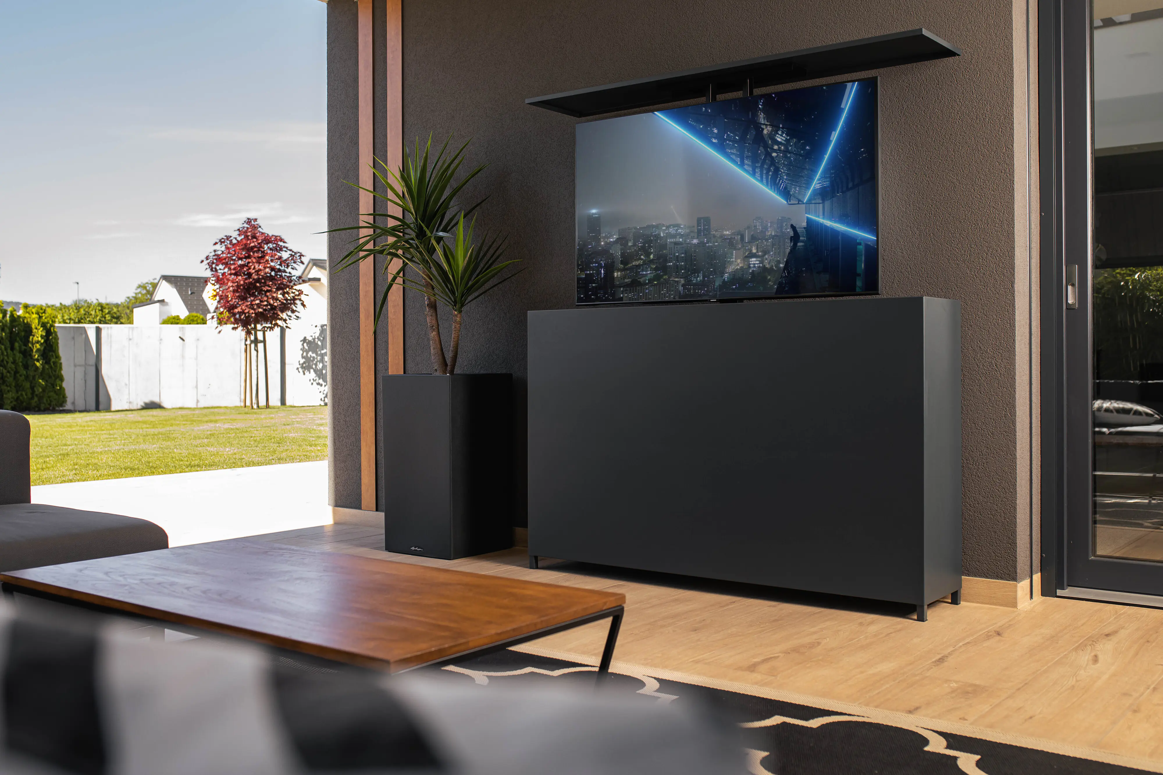 Bellano Living TV Lift Schrank Outdoor dunkelgrau Bellano Living TV Lift Schrank Outdoor dunkelgrau