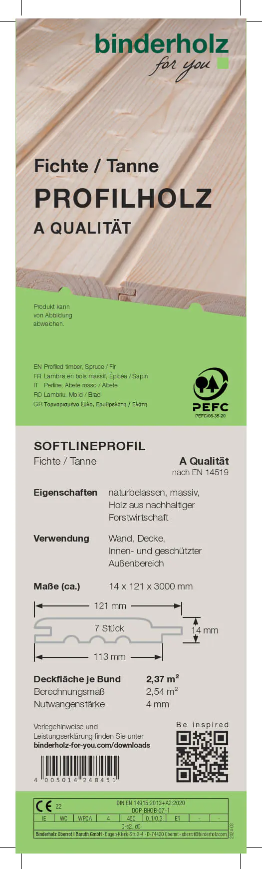 Profilholz Fichte Tanne A-Sortierung Softlineprofil 300 x 12,1 cm 14 mm Profilholz Fichte Tanne A-Sortierung Softlineprofil 300 x 12,1 cm 14 mm