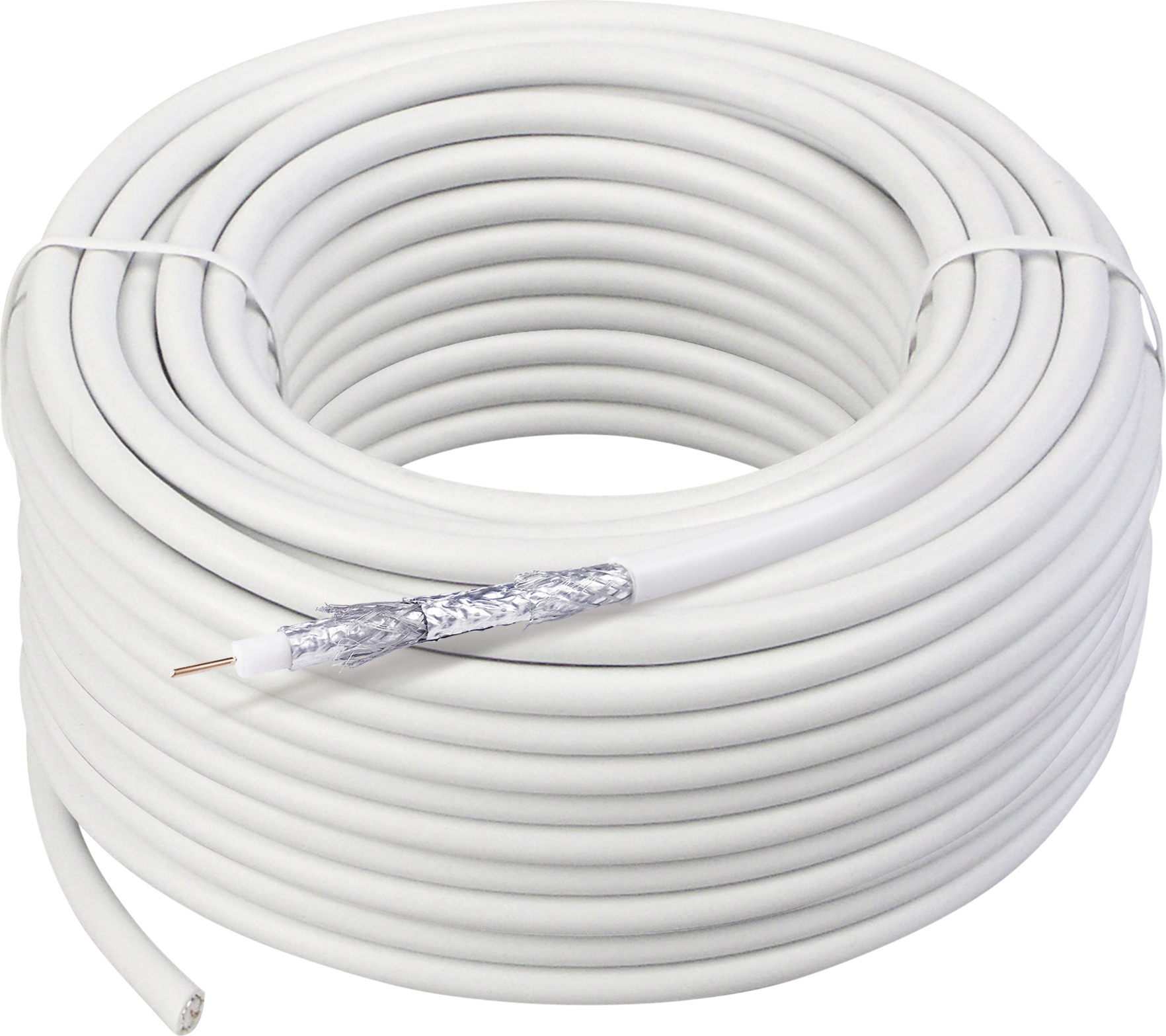 Schwaiger Koaxialkabel KOX11550 052 (115dB) weiß, 50,0m, 4-fach geschirmt, ohne F Stecker