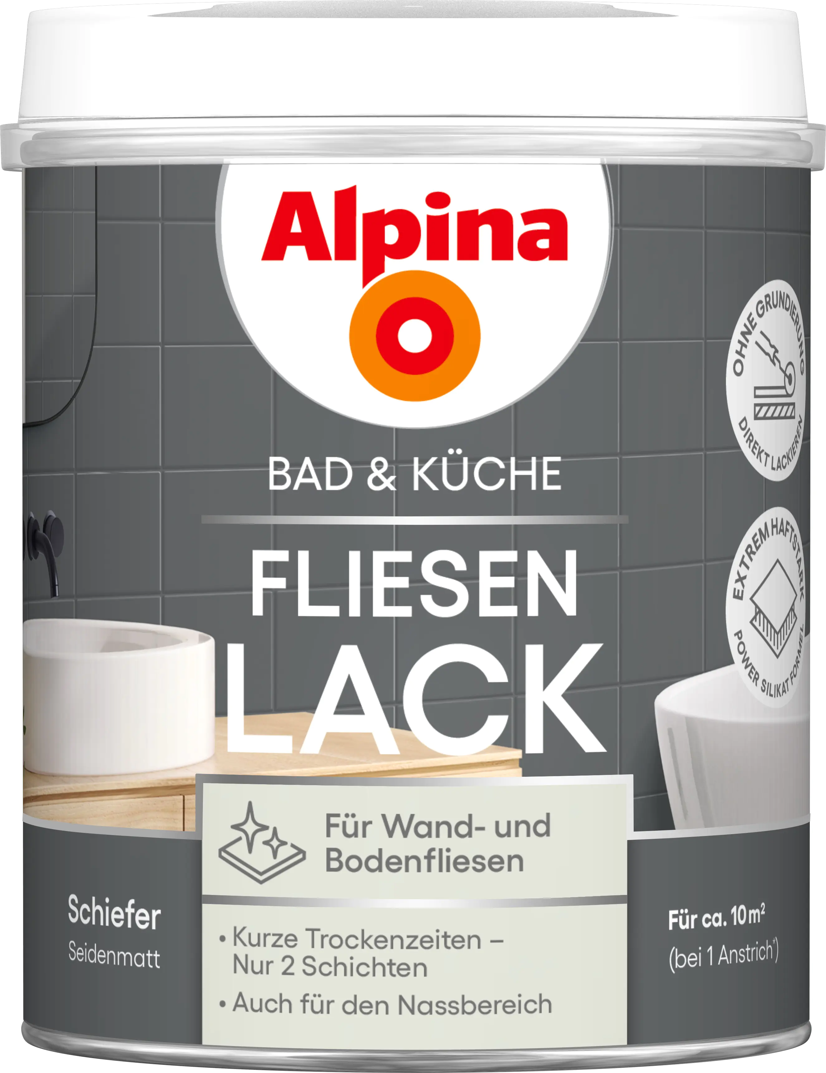Alpina Fliesenlack Bad & Küche 2K Schiefer 750 ml