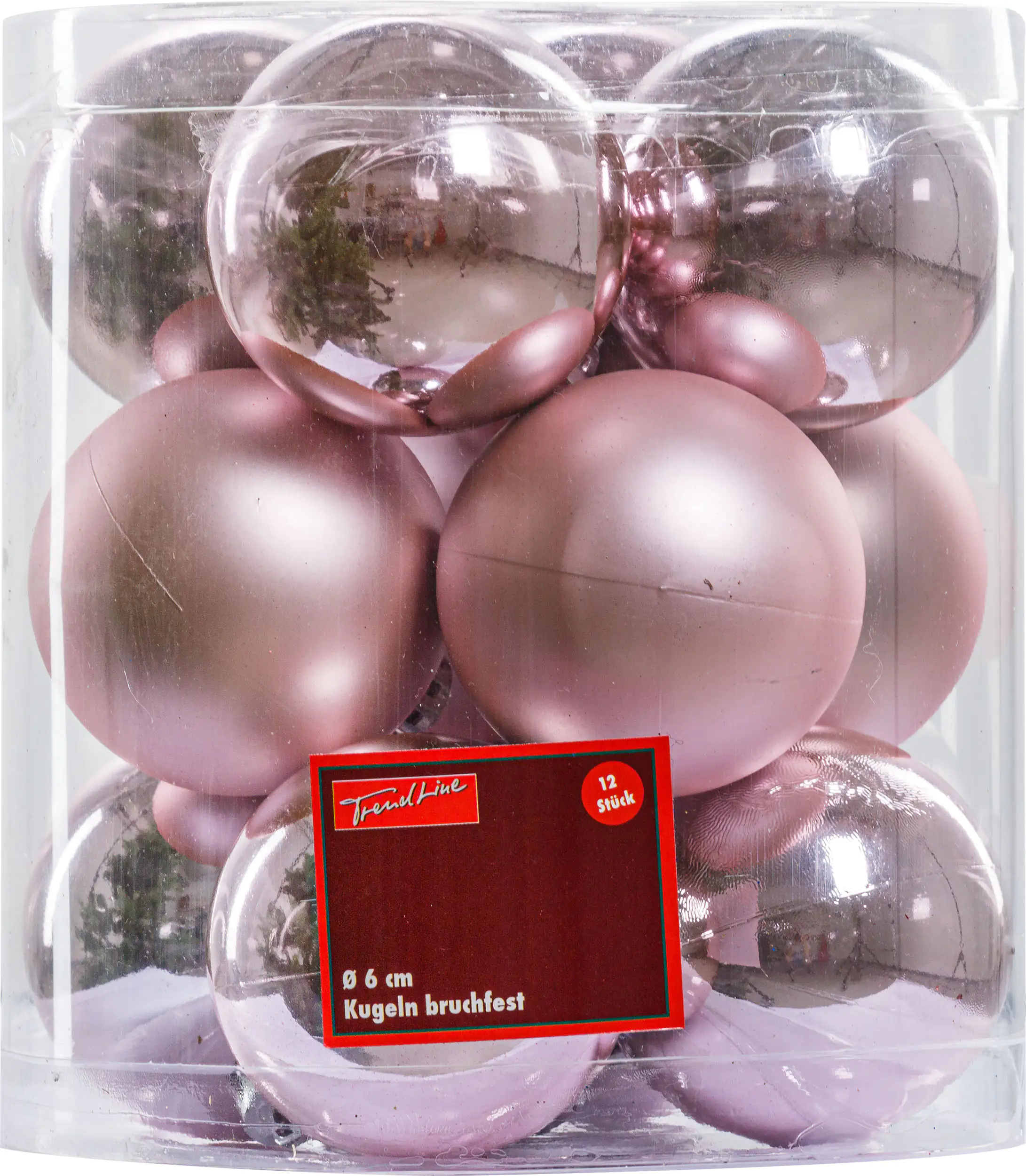 2076601551508_01 TrendLine Weihnachtskugeln bruchfest, langlebig Ø 6 cm rosé 12 Stück
