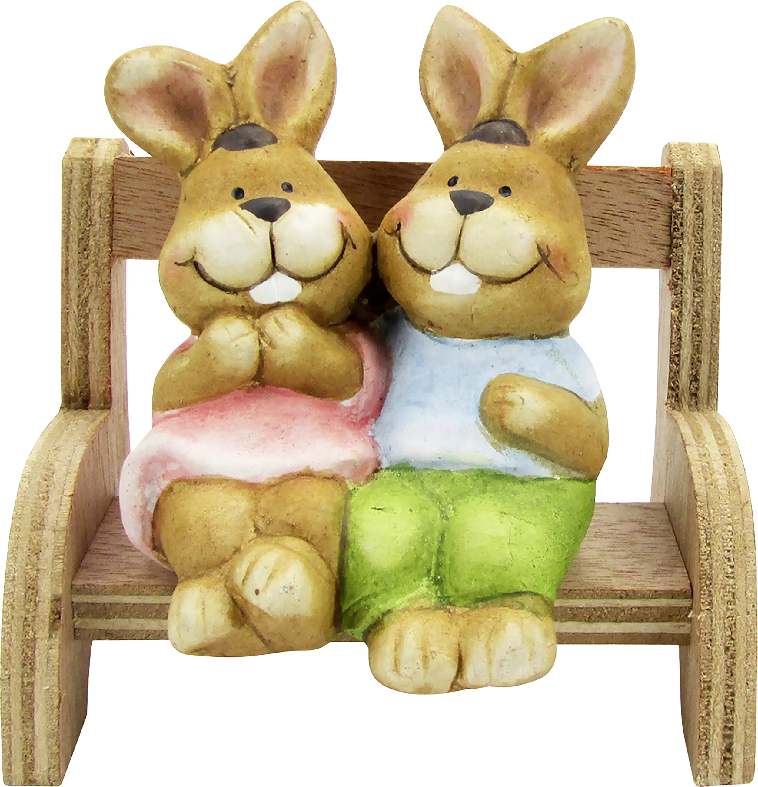 Dekofigur Holzbank mit Hasenpaar 9,5 x 8 cm braun bunt Dekofigur Holzbank mit Hasenpaar 9,5 x 8 cm braun bunt
