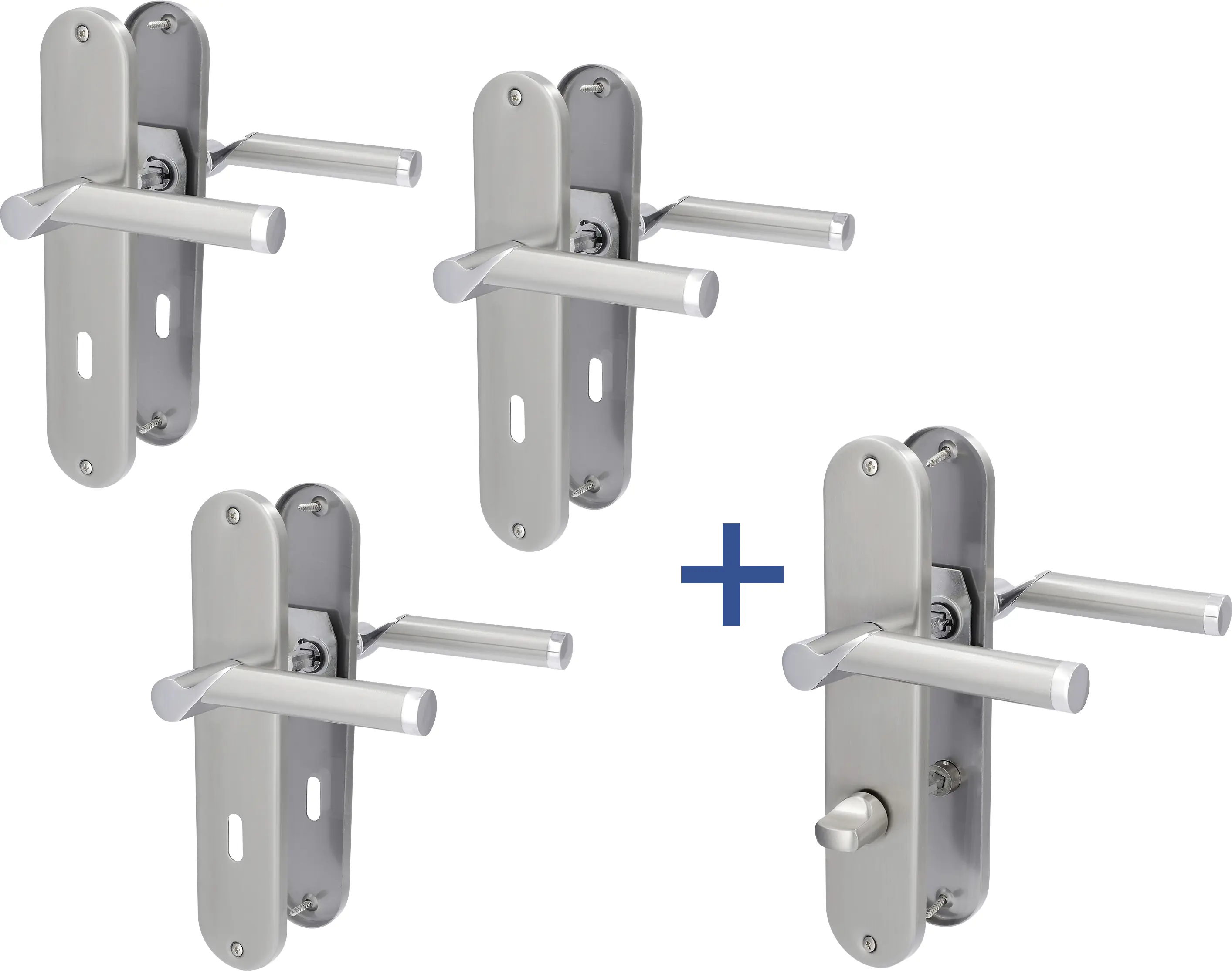 Alpertec Türgarnitur-Set Langschild Conte BB Edelstahl satiniert 24 x 5 cm  Alpertec Türgarnitur-Set Langschild Conte BB Edelstahl satiniert 24 x 5 cm