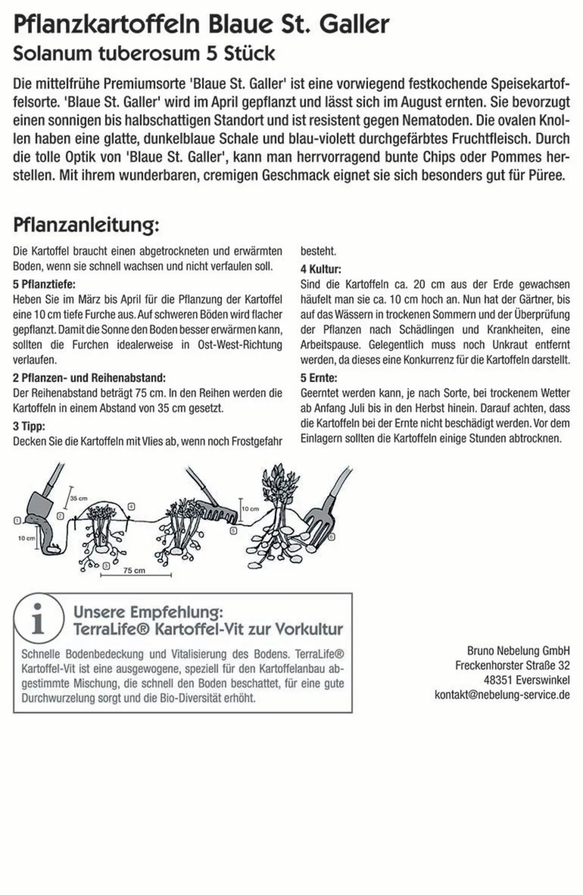 Kiepenkerl Pflanzkartoffel Blaue St. Galler 5 Stück Kiepenkerl Pflanzkartoffel Blaue St. Galler 5 Stück