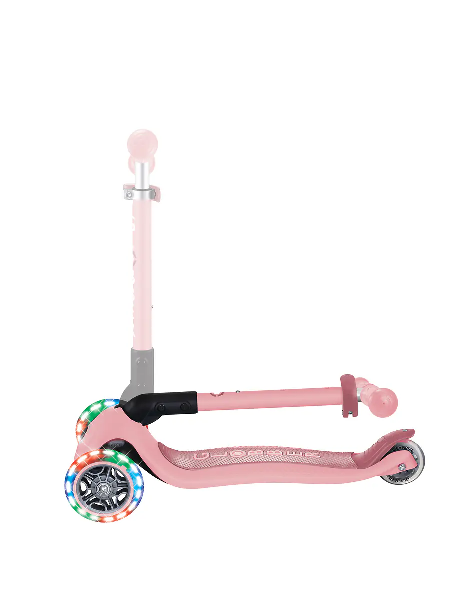 Globber Scooter für Kinder mit Leuchtrollen Junior Foldable Lights pastellrosa