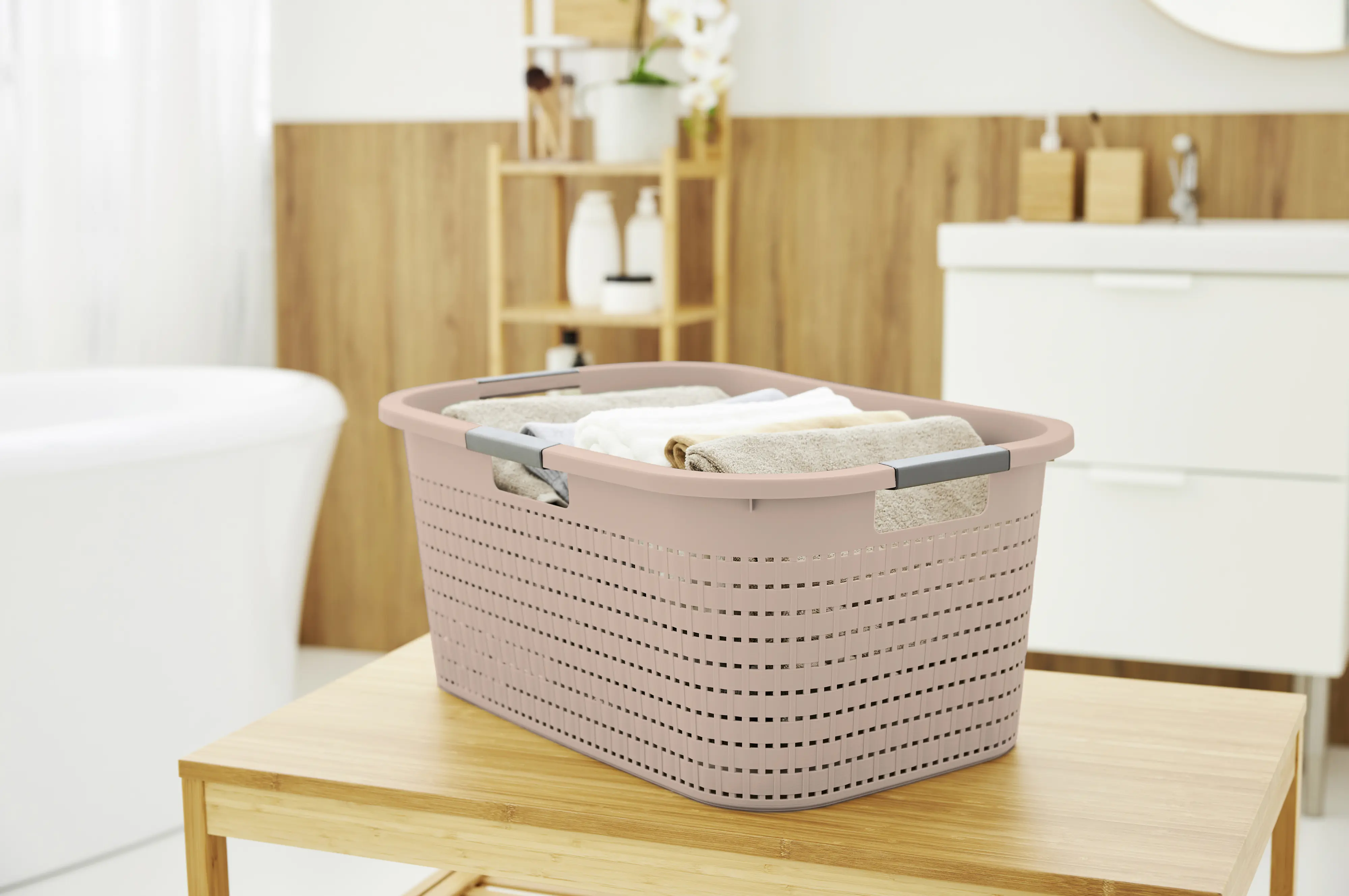 Rotho Wäschekorb Country, 40 L meadow rose