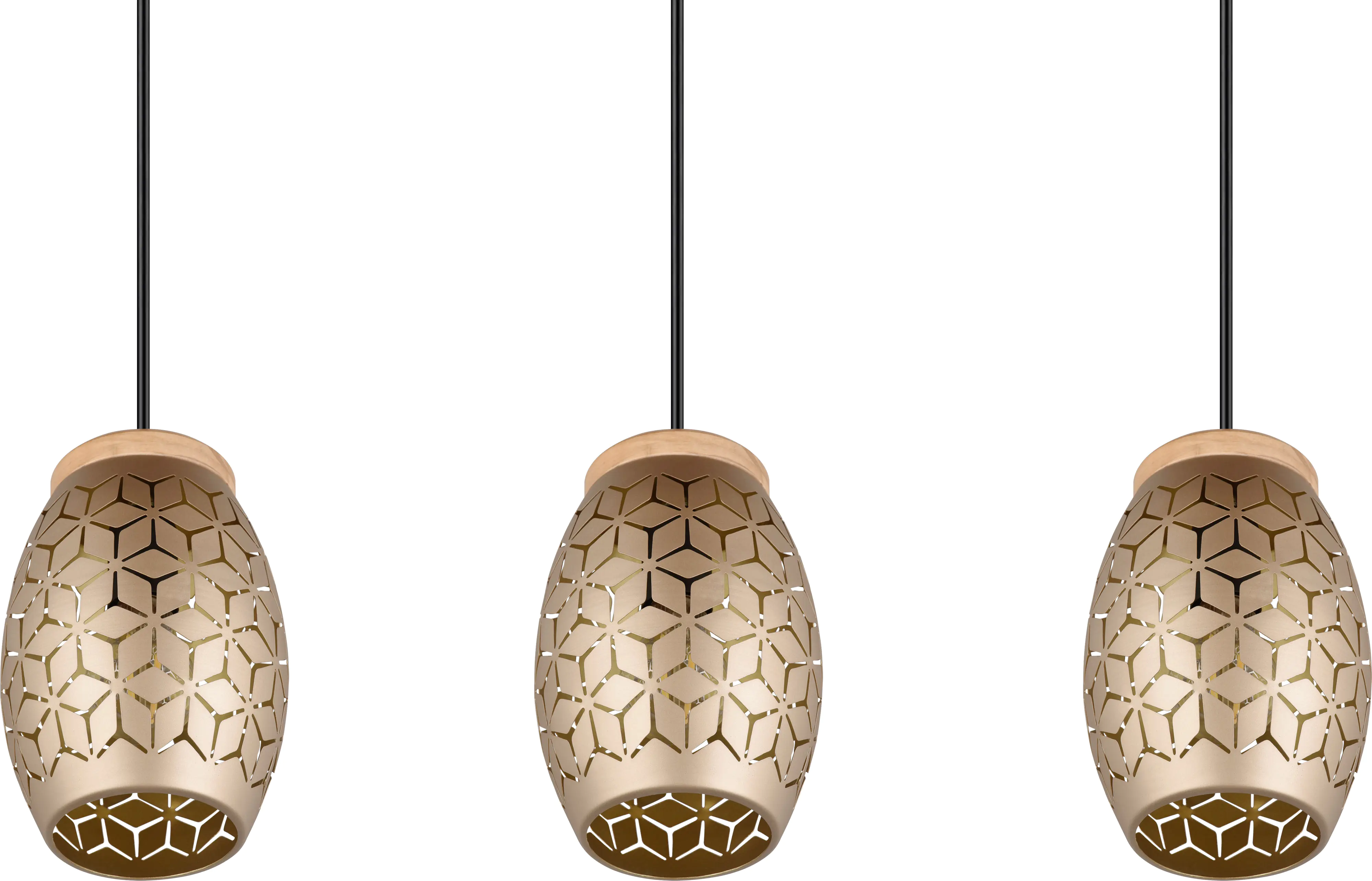 Trio Leuchten Pendelleuchte Bidar 3xE27, beige, Metall Trio Leuchten Pendelleuchte Bidar 3xE27, beige, Metall