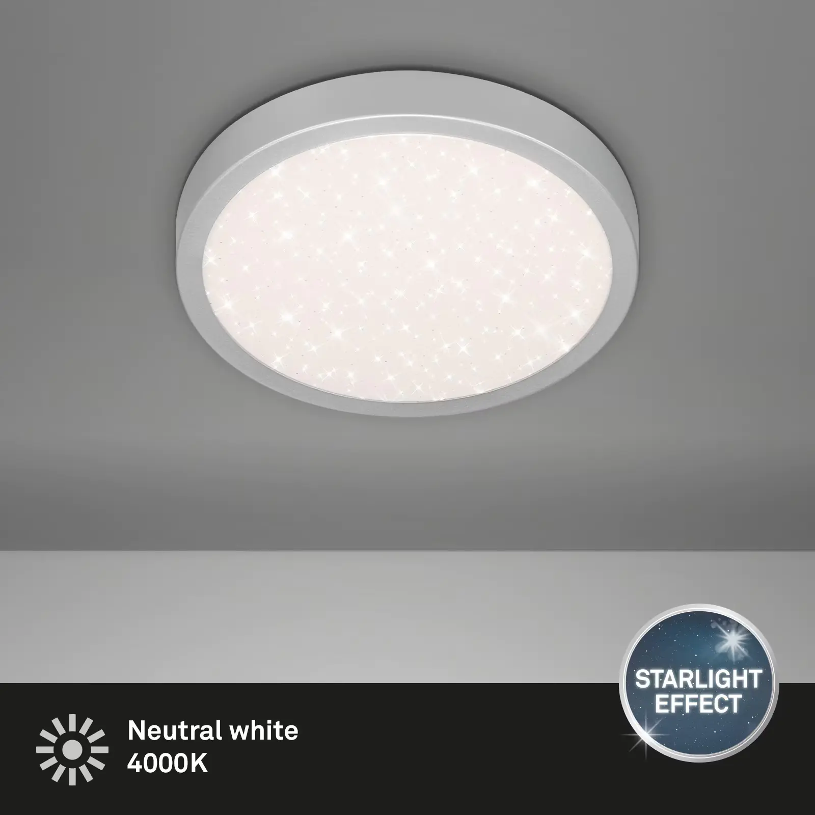 Di-Ka LED Deckenleuchte Runa mit Sternencover Metallrahmen silberfarbig Di-Ka LED Deckenleuchte Runa mit Sternencover Metallrahmen silberfarbig