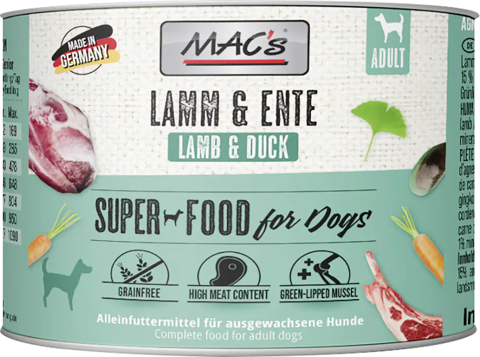 Macs Dog Hundenassfutter Adult getreidefrei 200 g Lamm & Ente