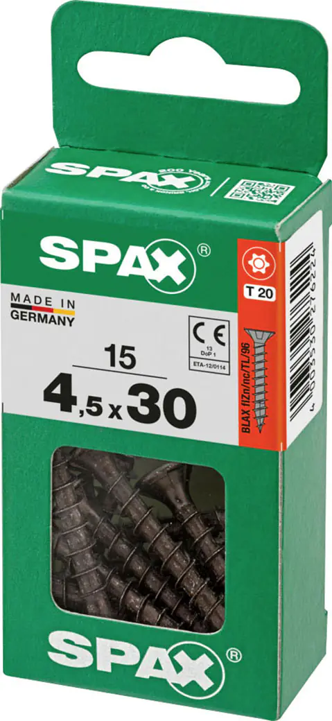 Spax Universalschrauben 4,5 x 30 mm T20 Vollgewinde - 15 Stk. 
